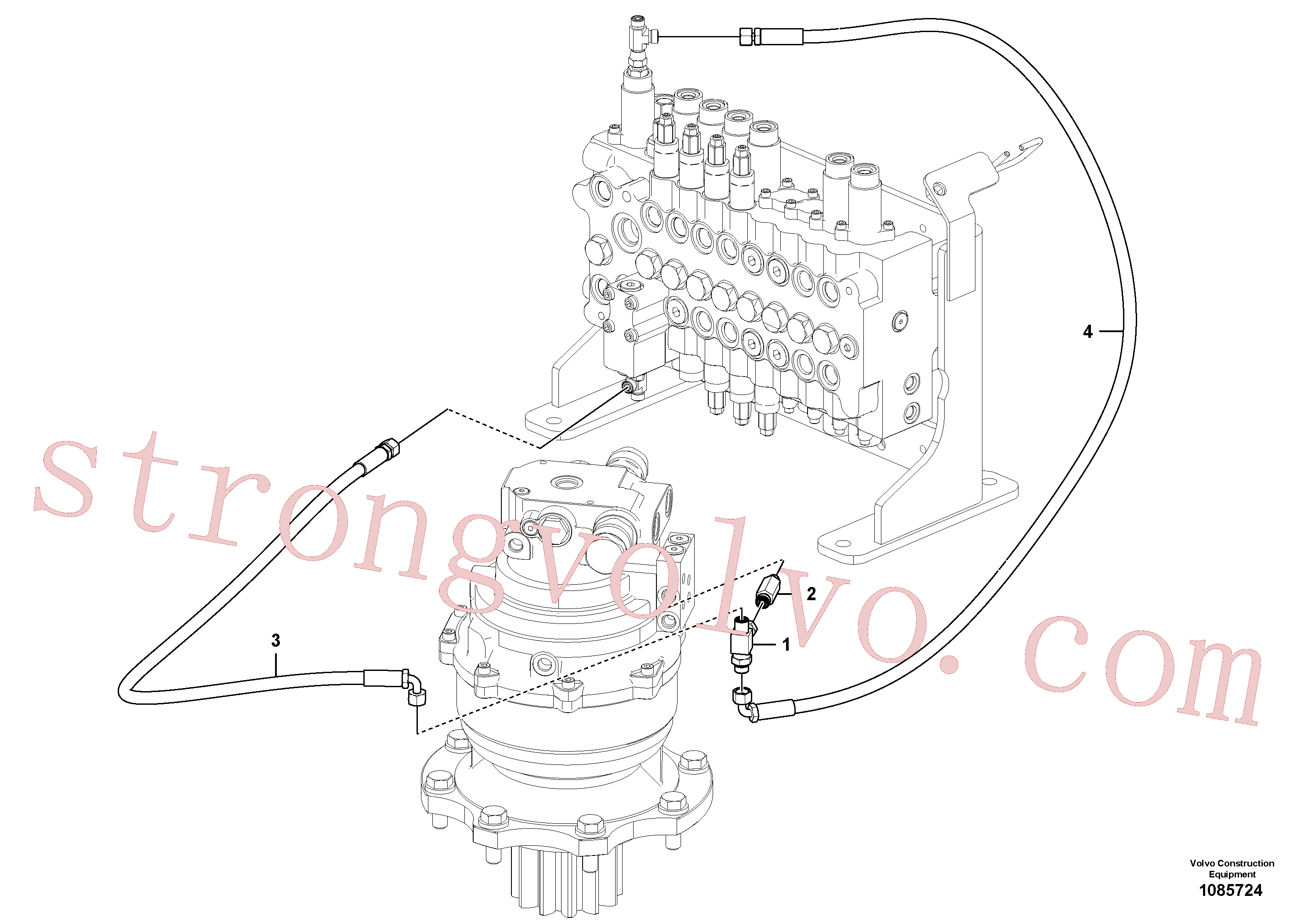 VOE936852 Volvo Sistema servomotor, válvula de comando para válvula solenóide(1085724 Montagem)