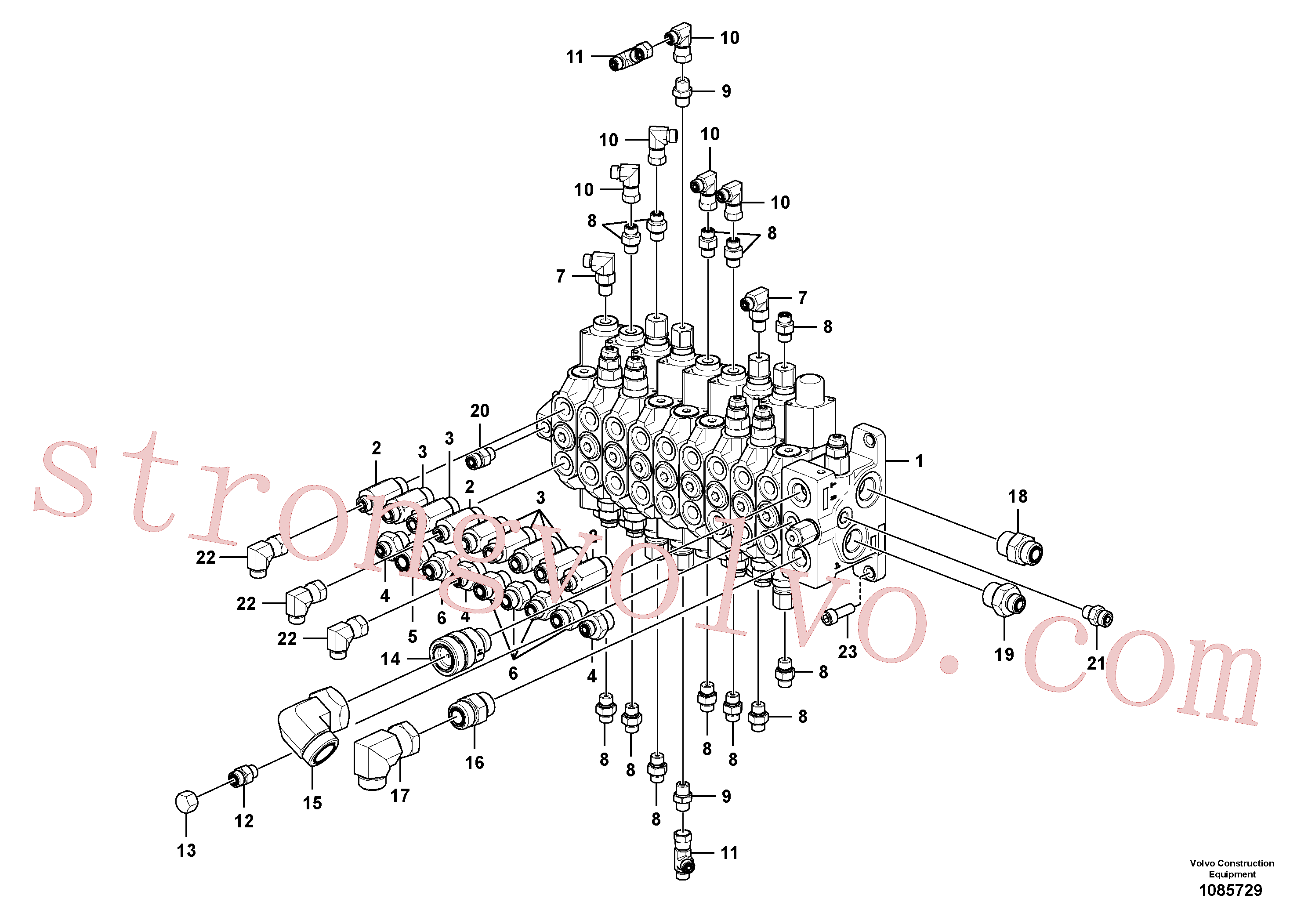 VOE15690300 Volvo Válvula de comando com acessórios.(1085729 Montagem)