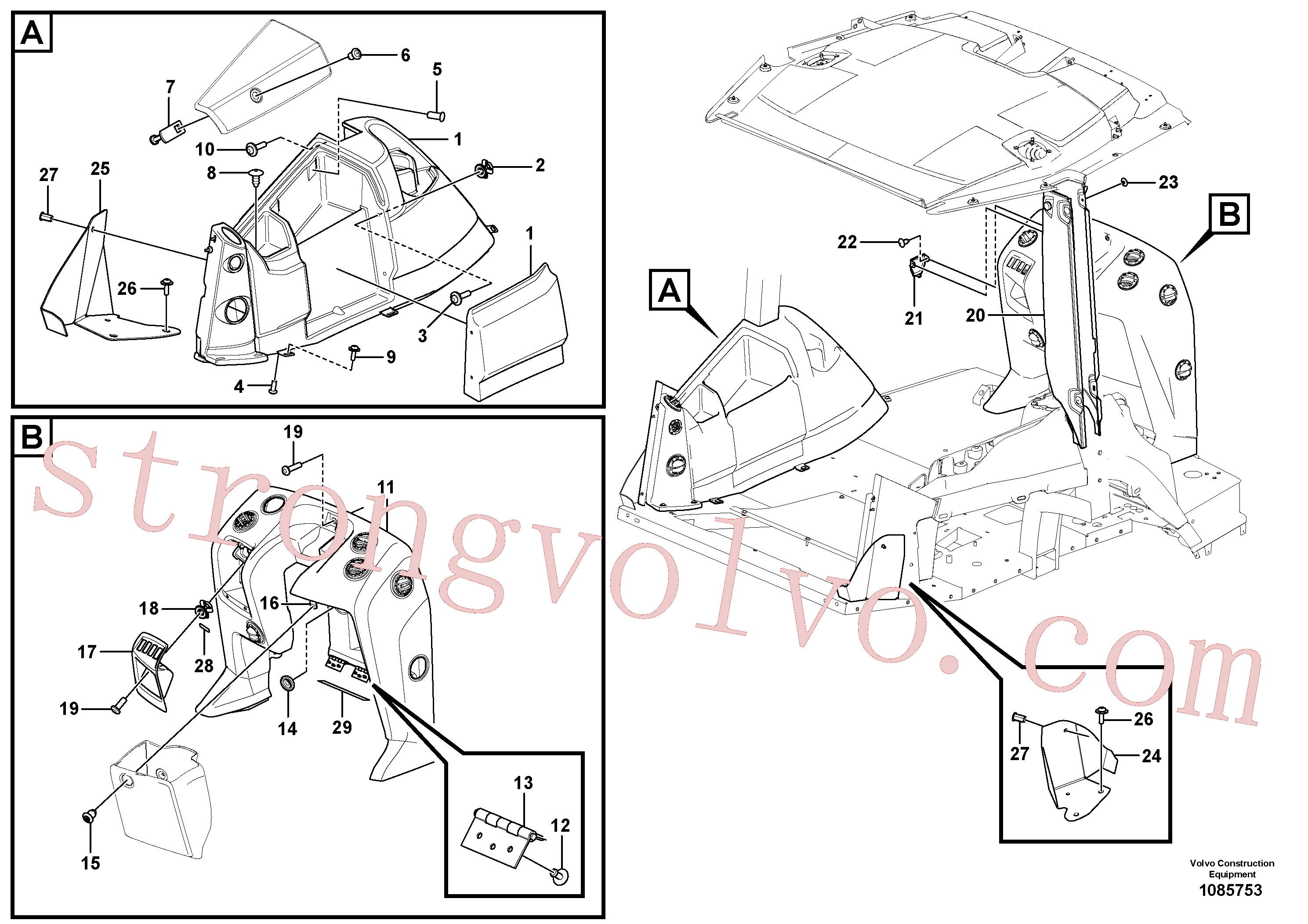 VOE981269 Porca rebite Volvo escavadeira