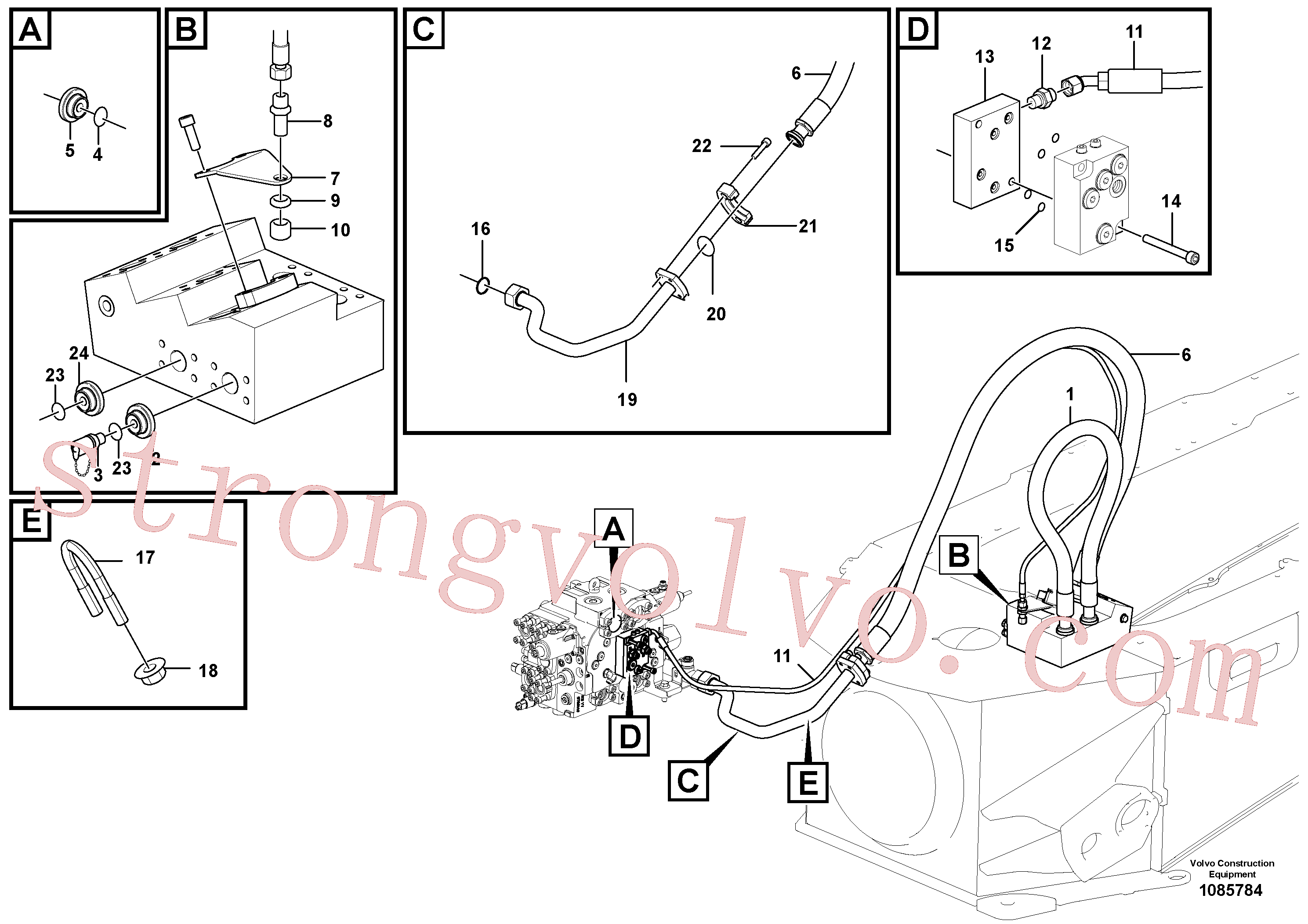 VOE15032870 Volvo Sistema de centro aberto e de detecção de carga(1085784 Montagem)