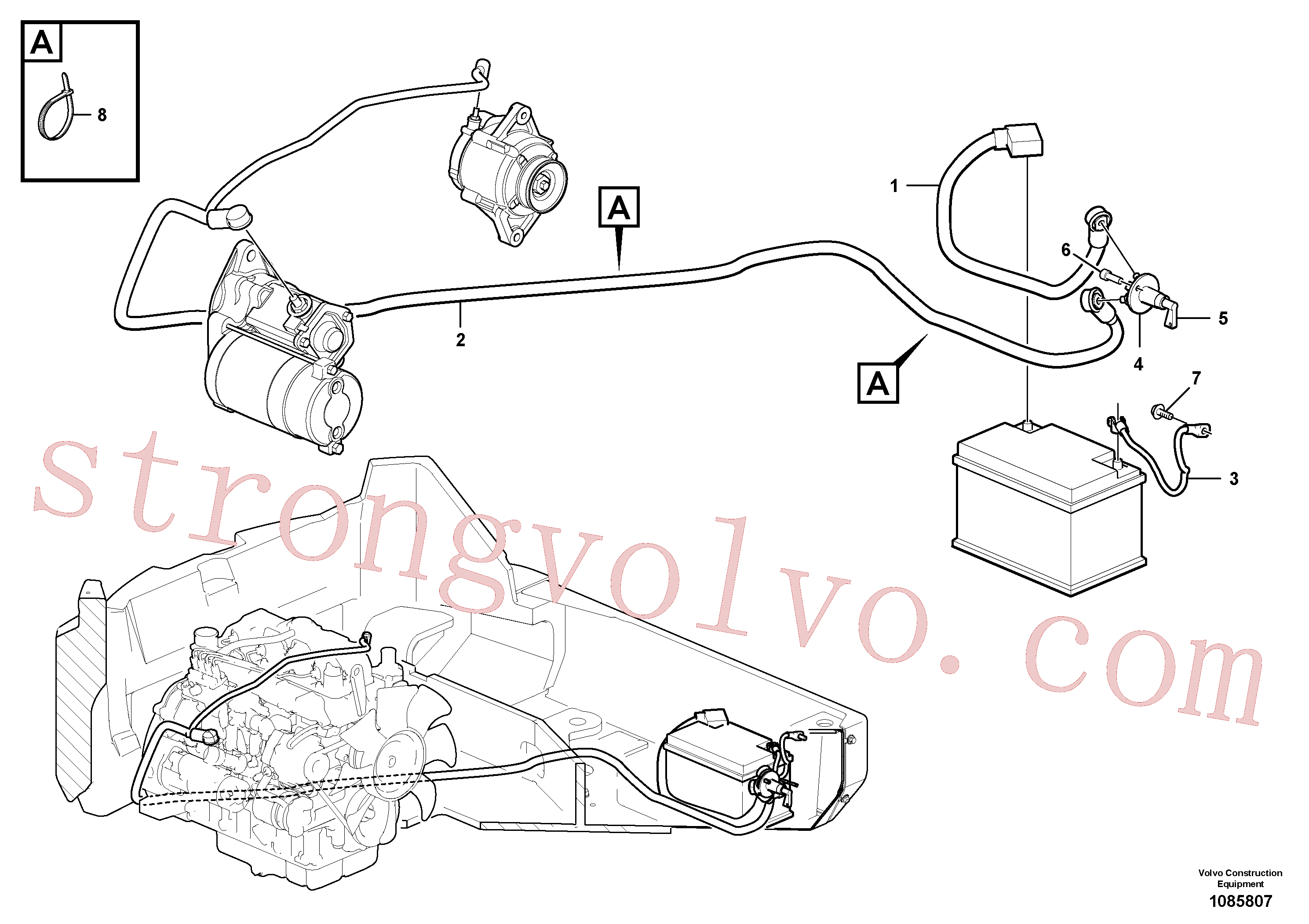 VOE994823 Volvo Cabo da bateria e interruptor principal(1085807 Montagem)