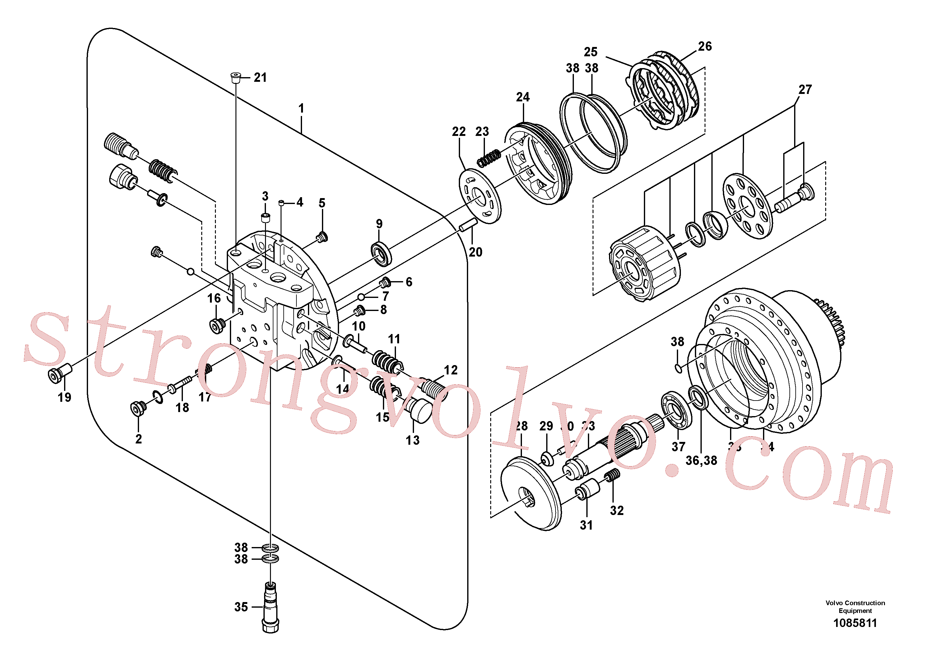 VOE14622052 Volvo Motor de deslocação(1085811 Montagem)