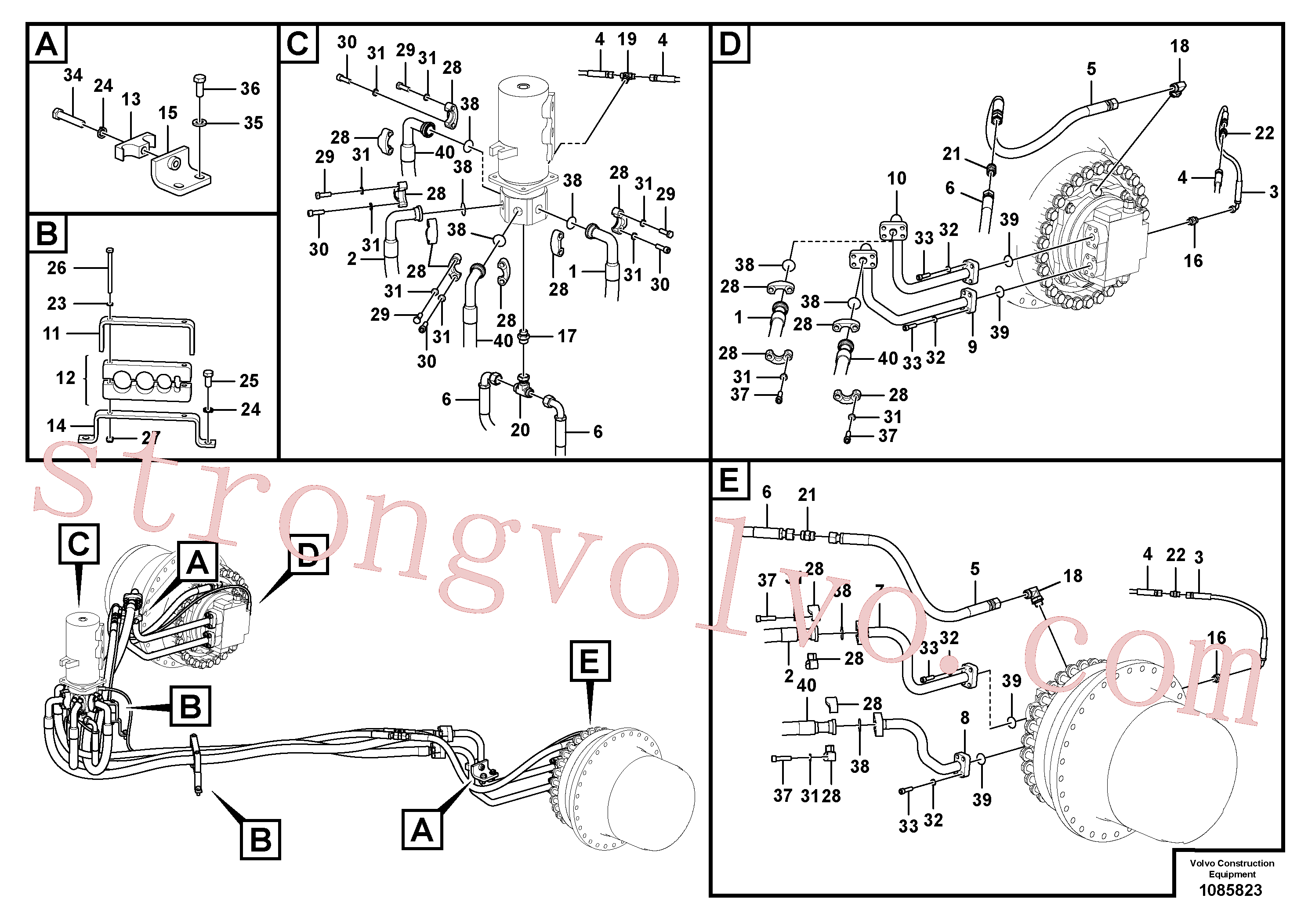 VOE15049577 Volvo Linha da rótula, rótula ao motor de curso(1085823 Montagem)