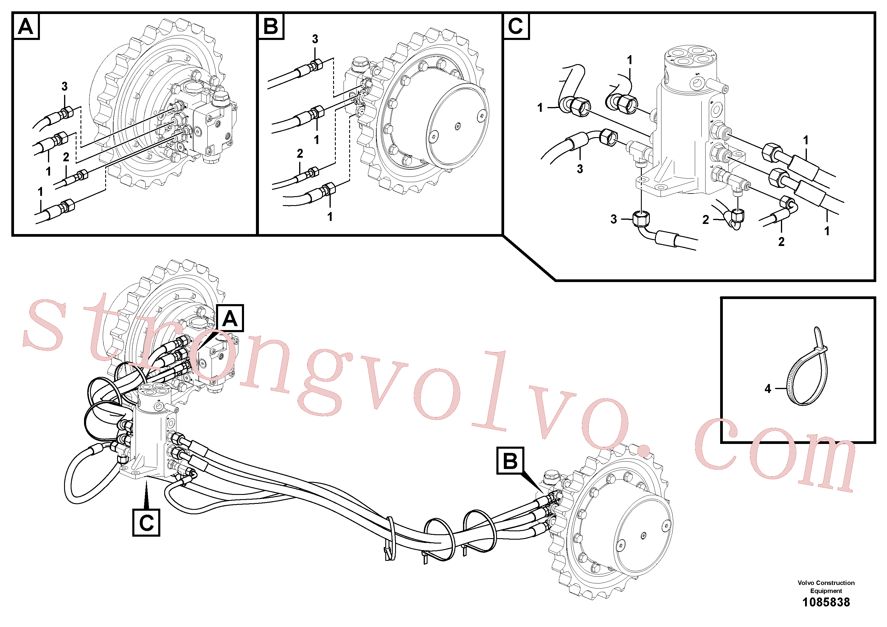 VOE15800934 Volvo Circuito hidráulico (estrutura inferior)(1085838 Montagem)