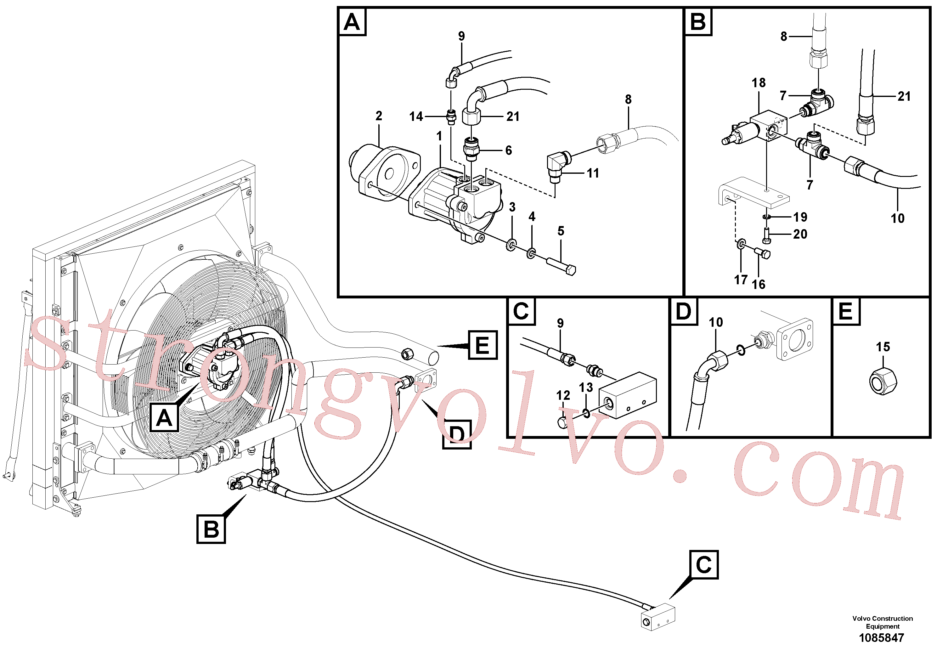 VOE14598365 Volvo Sistema hidráulico, sistema refrigerante do óleo(1085847 Montagem)