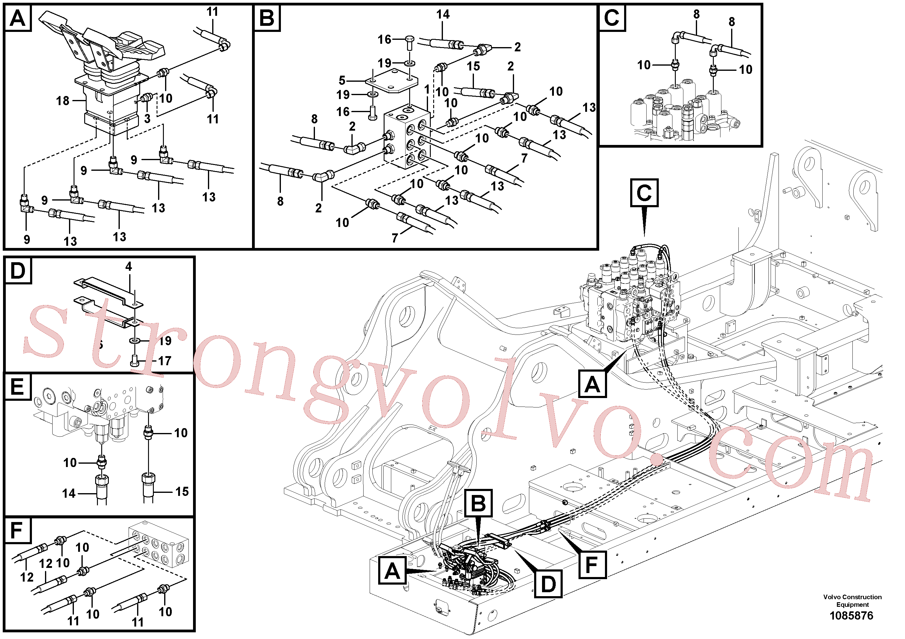 VOE938208 Volvo Sistema servomotor, válvula de comando para pedal da válvula de comando(1085876 Montagem)