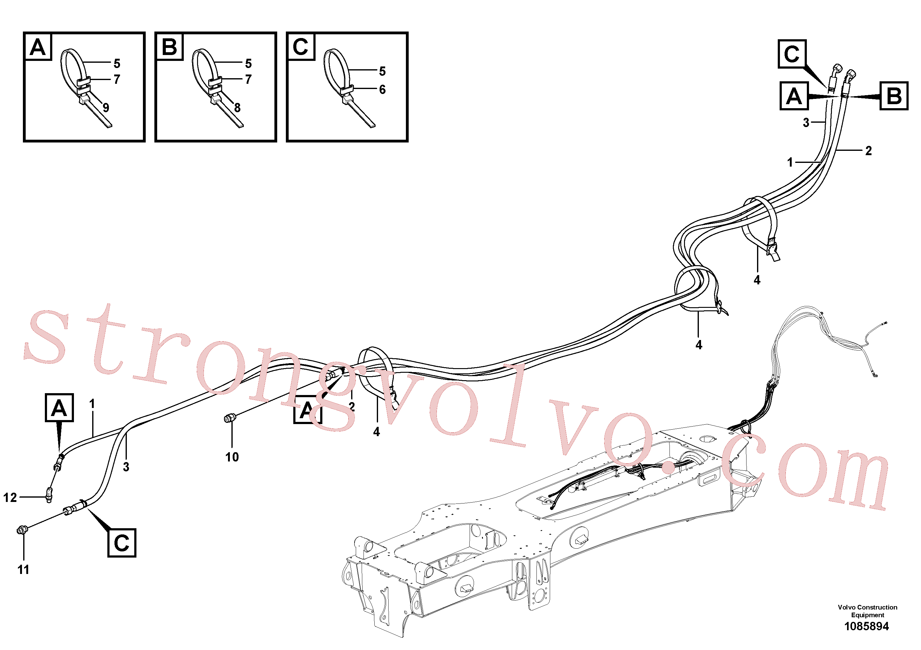 VOE4881459 Volvo Linhas de travão(1085894 Montagem)