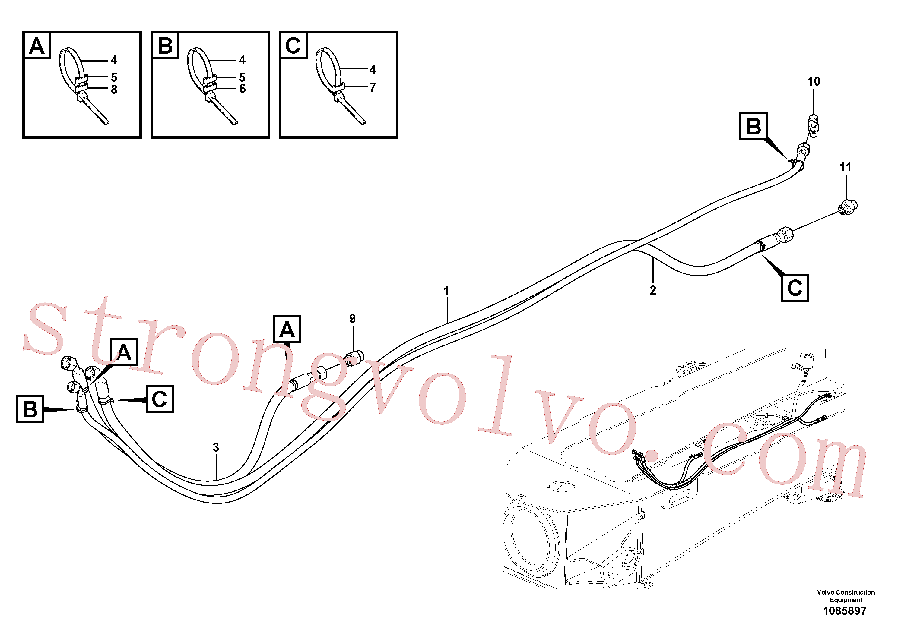 VOE937222 Volvo Linhas de travão(1085897 Montagem)