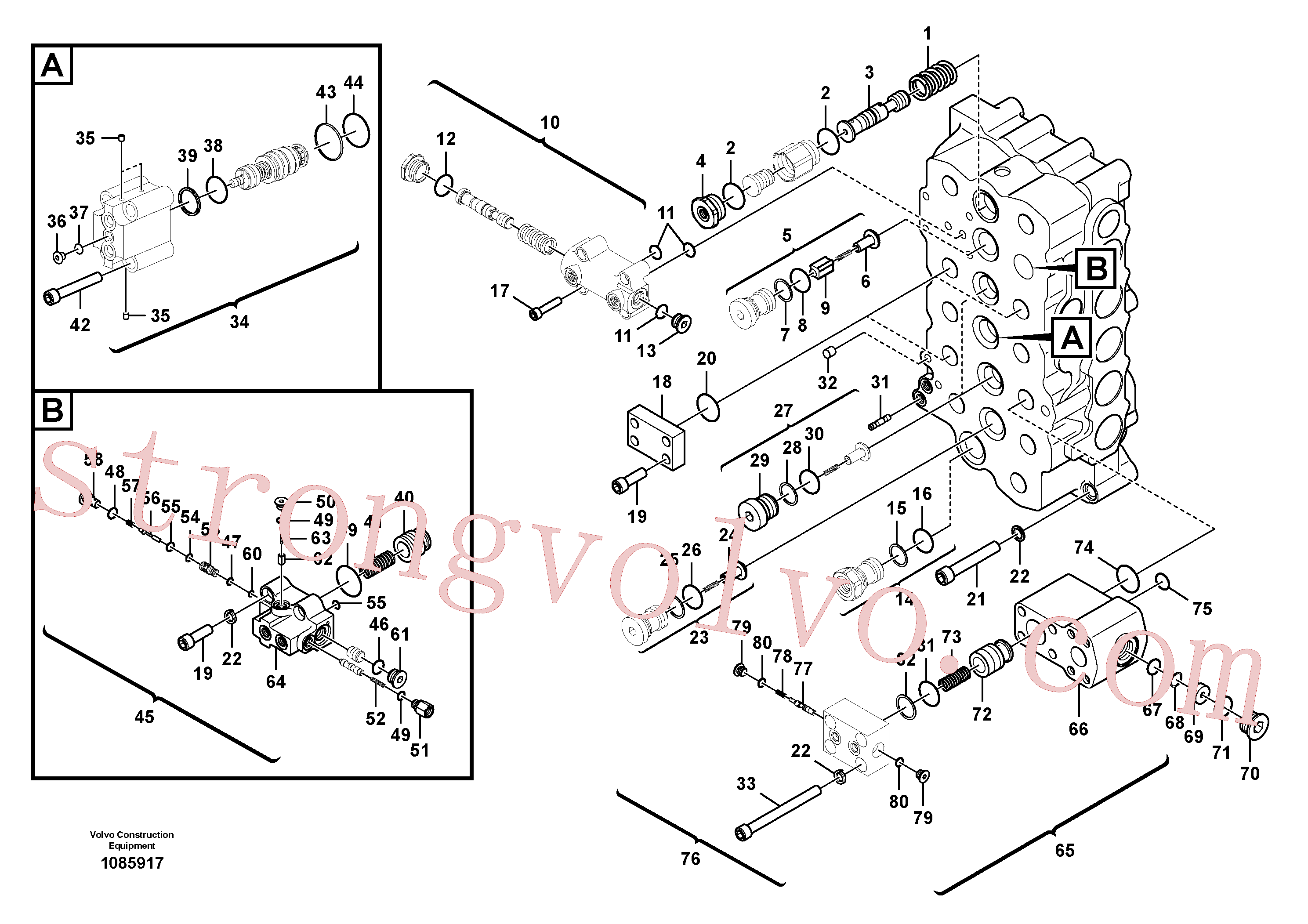 VOE14596236 Volvo Válvula mestra de comando(1085917 Montagem)