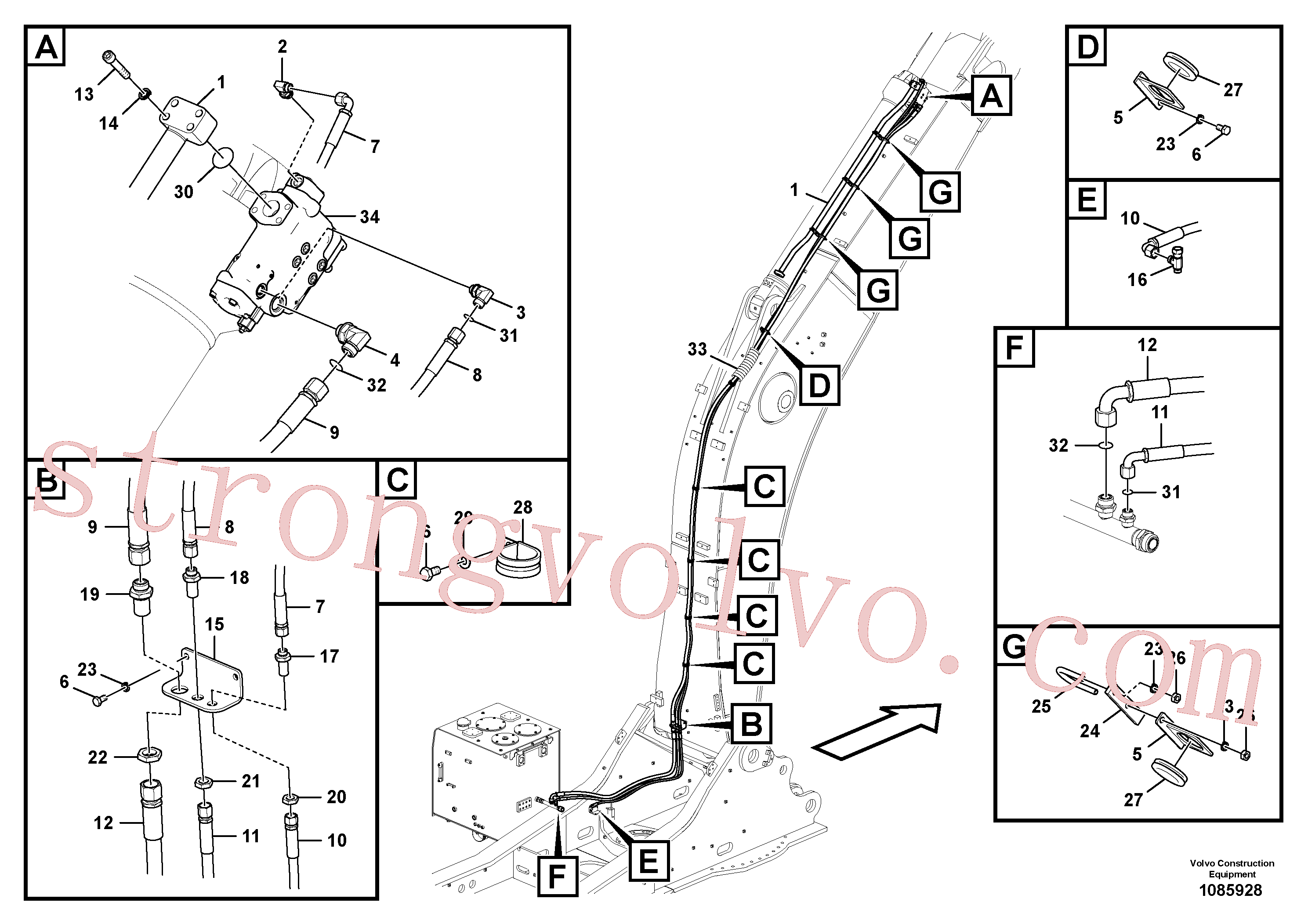 Volvo Acessórios para escavadeira VOE15800360 Mangueira completa Acessórios