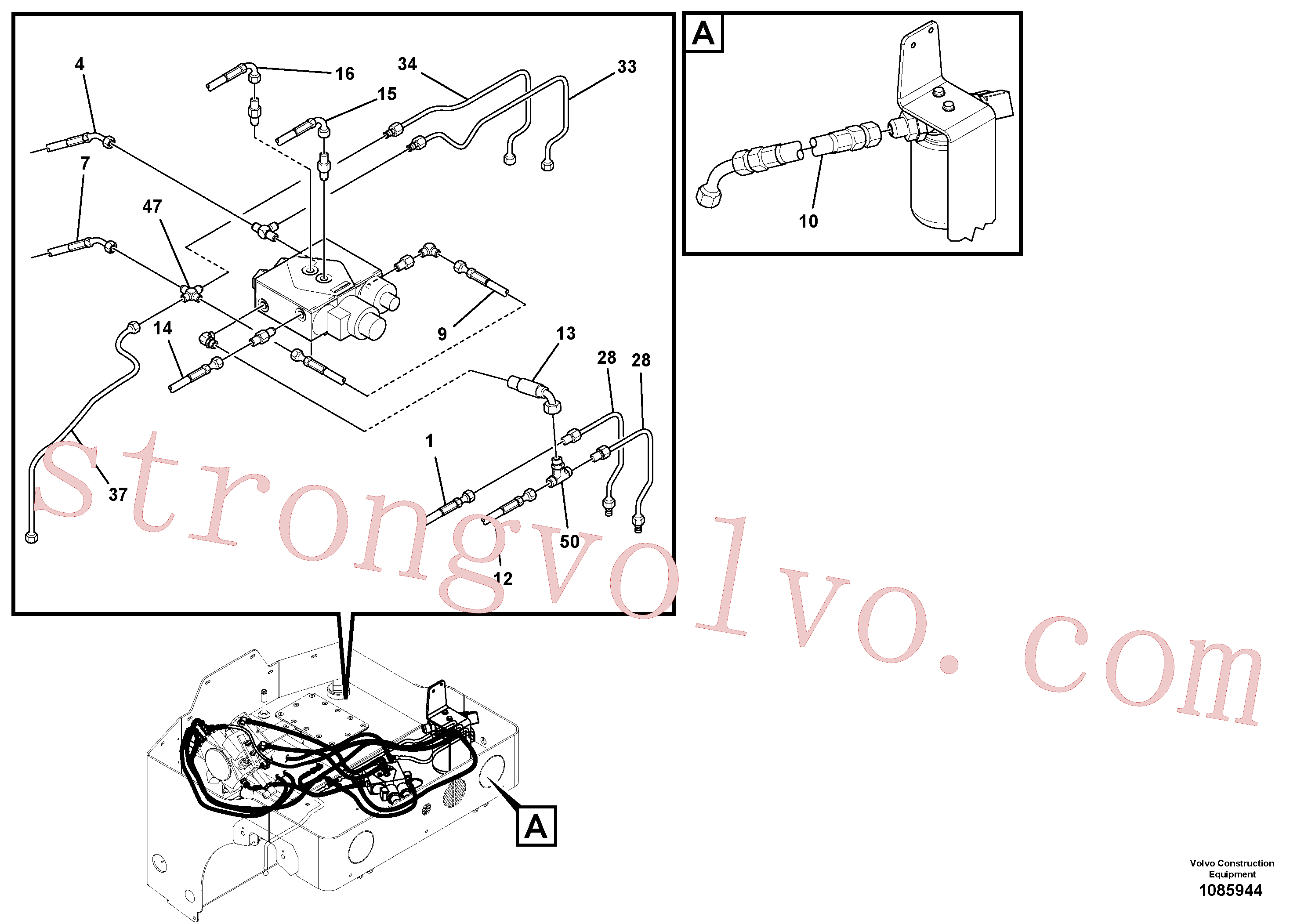 RM59219667 Volvo Instalação de mangueiras hidráulicas/braçadeira de tubo(1085944 Montagem)