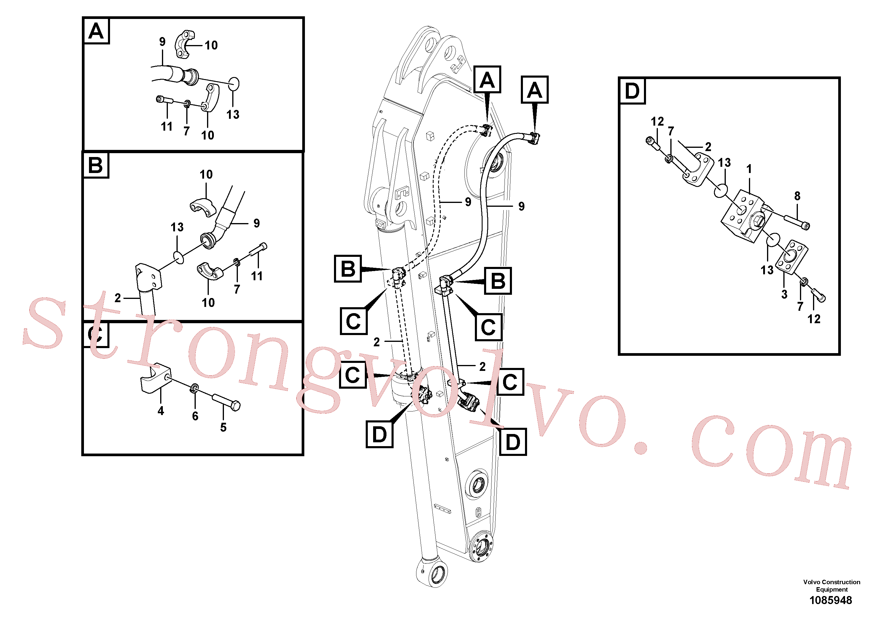 VOE14539547 Volvo Hidráulica de serviço, martelo e cortador para braço de afundamento(1085948 Montagem)