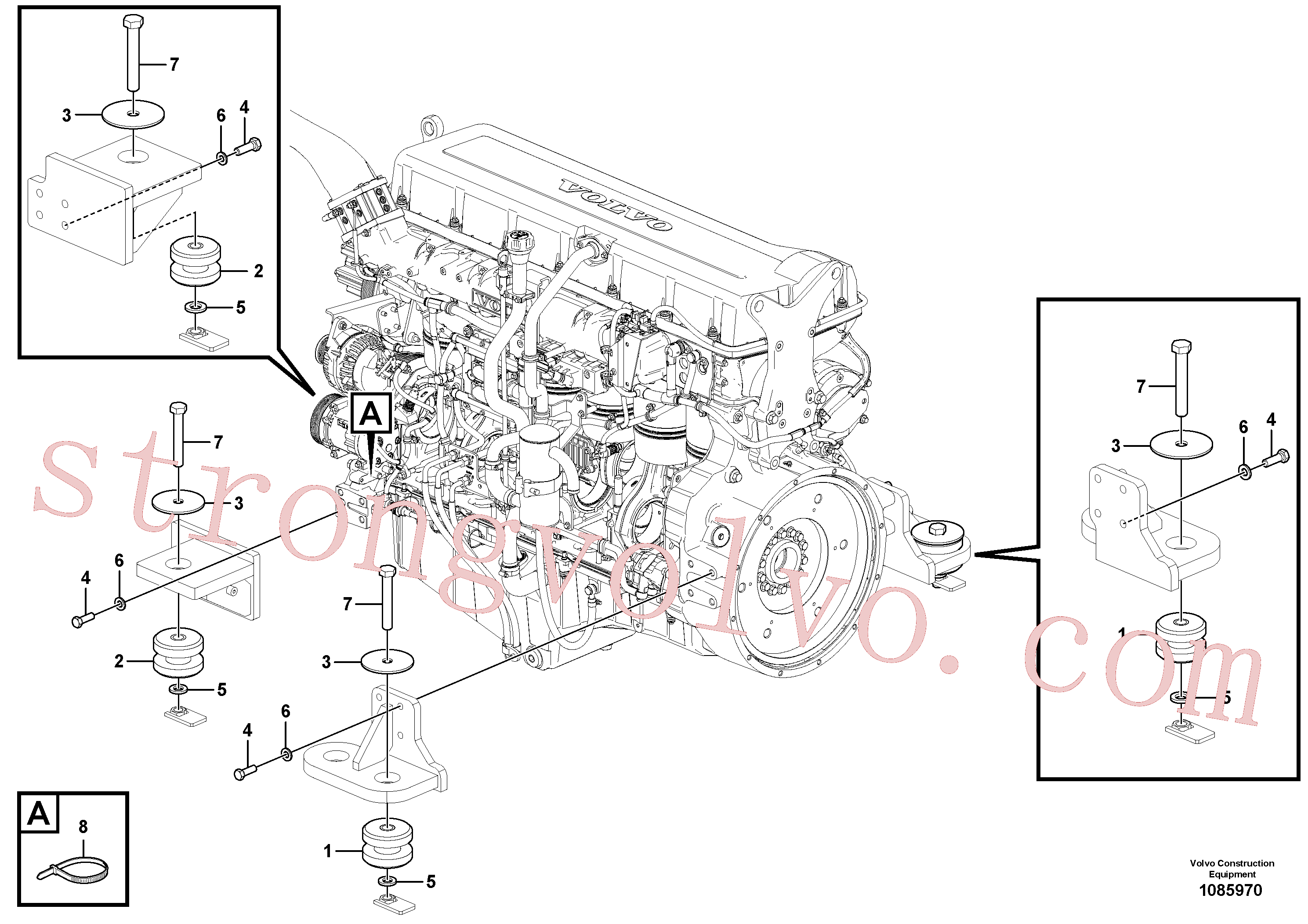 VOE60110030 Volvo Suporte do motor(1085970 Montagem)