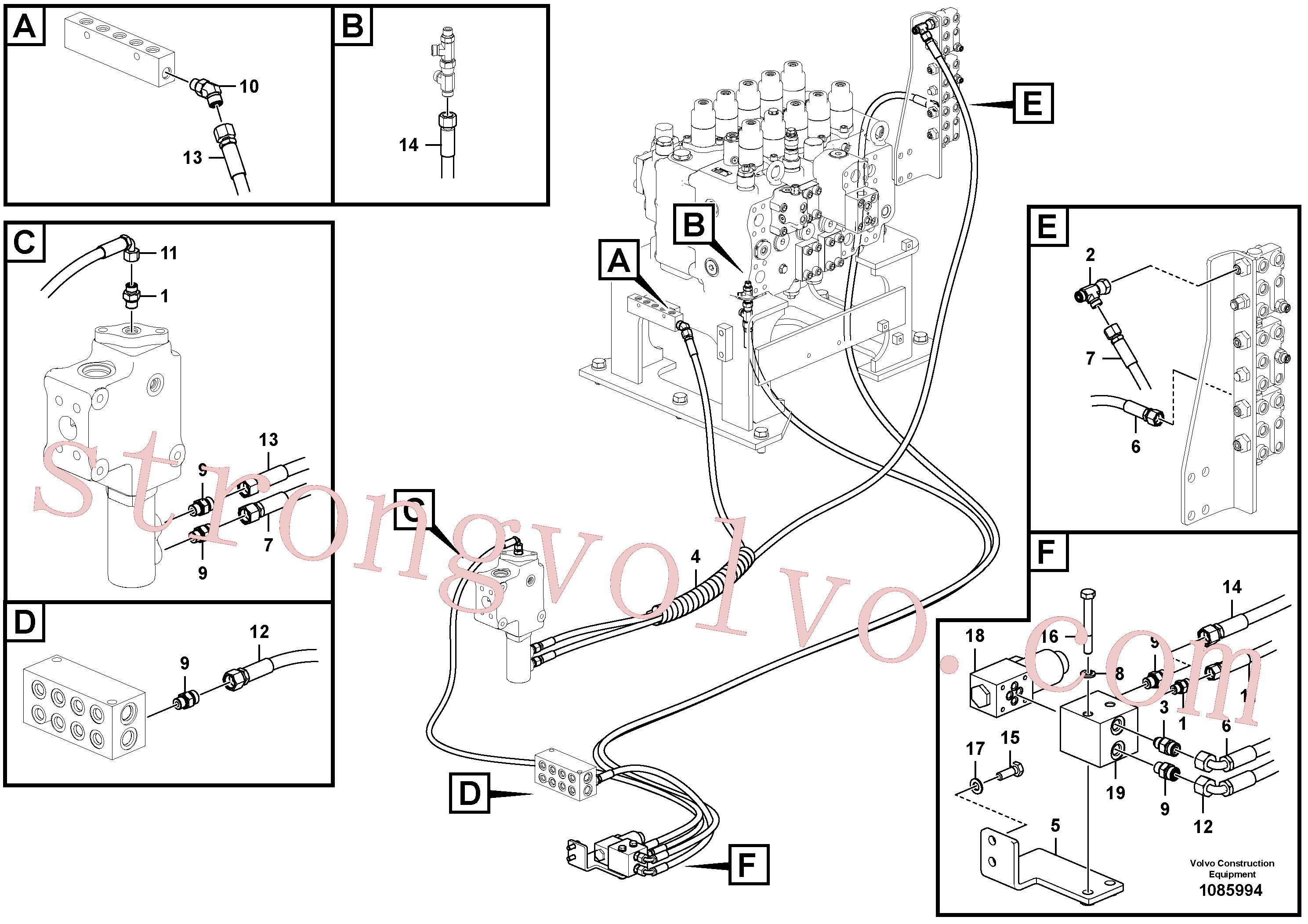 VOE937352 Volvo Sistema servomotor, válvula de comando para válvula solenóide(1085994 Montagem)