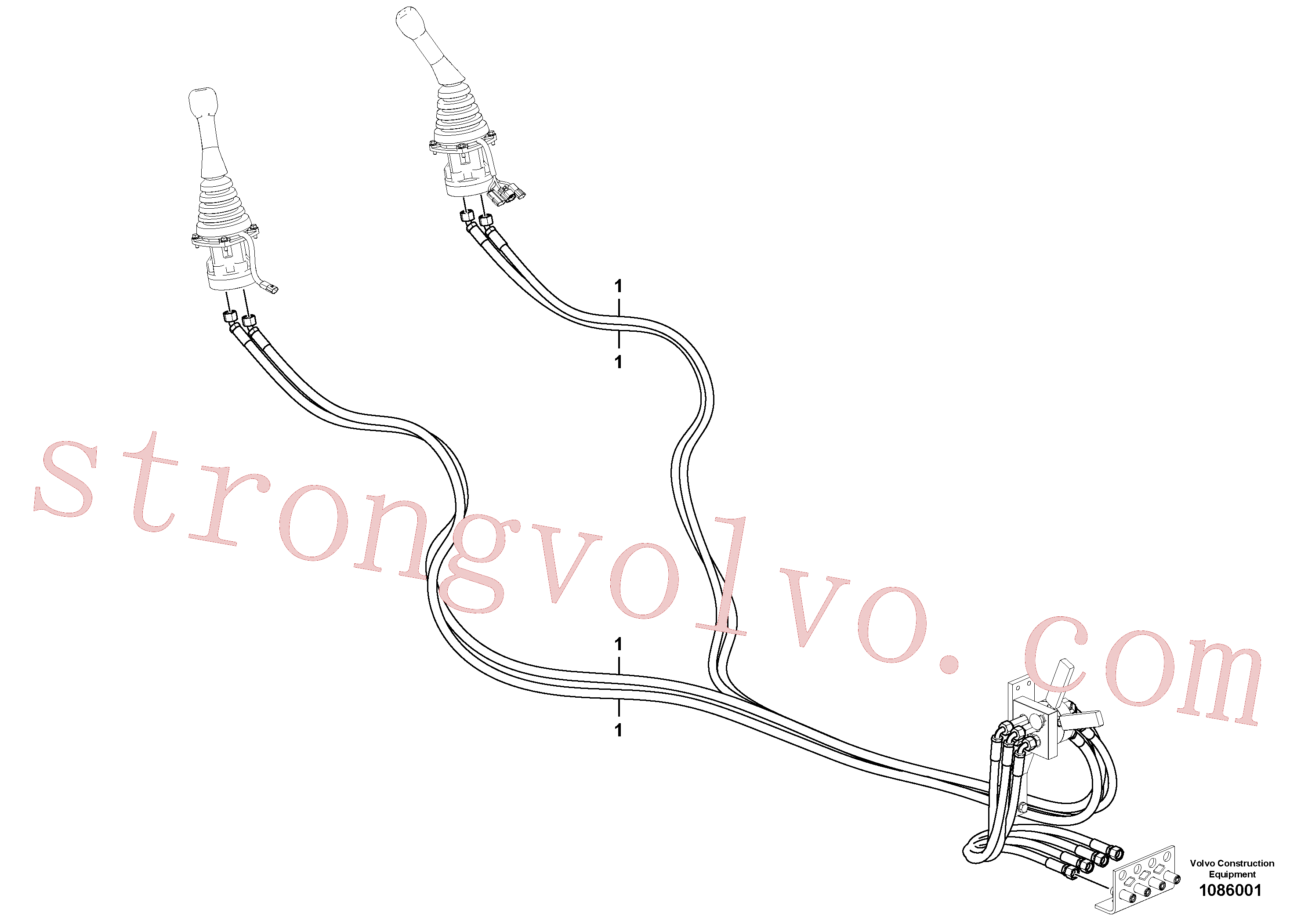 VOE937657 Volvo Sistema servomotor, mudança da função da alavanca(1086001 Montagem)