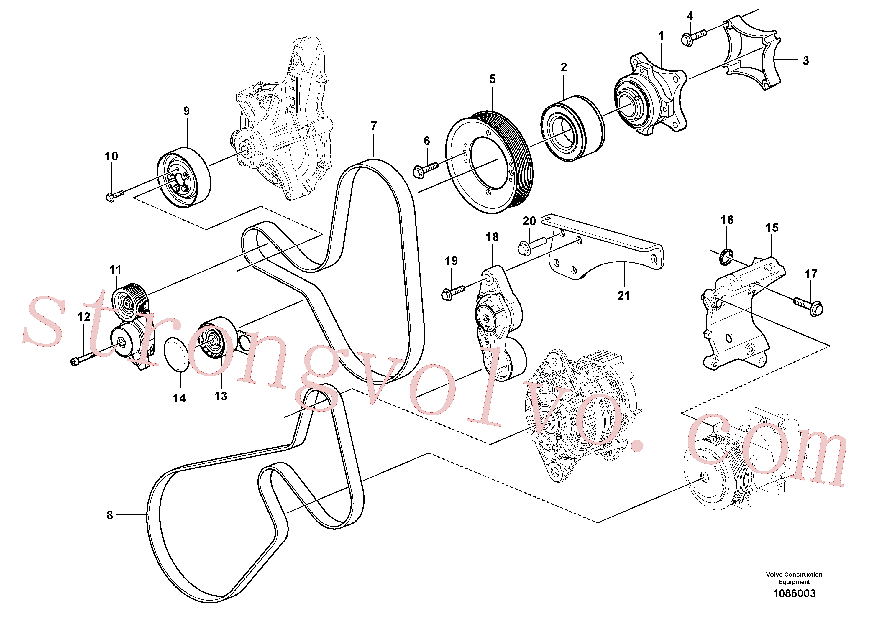 VOE984757 Volvo Transmissão de correia, polia(1086003 Montagem)