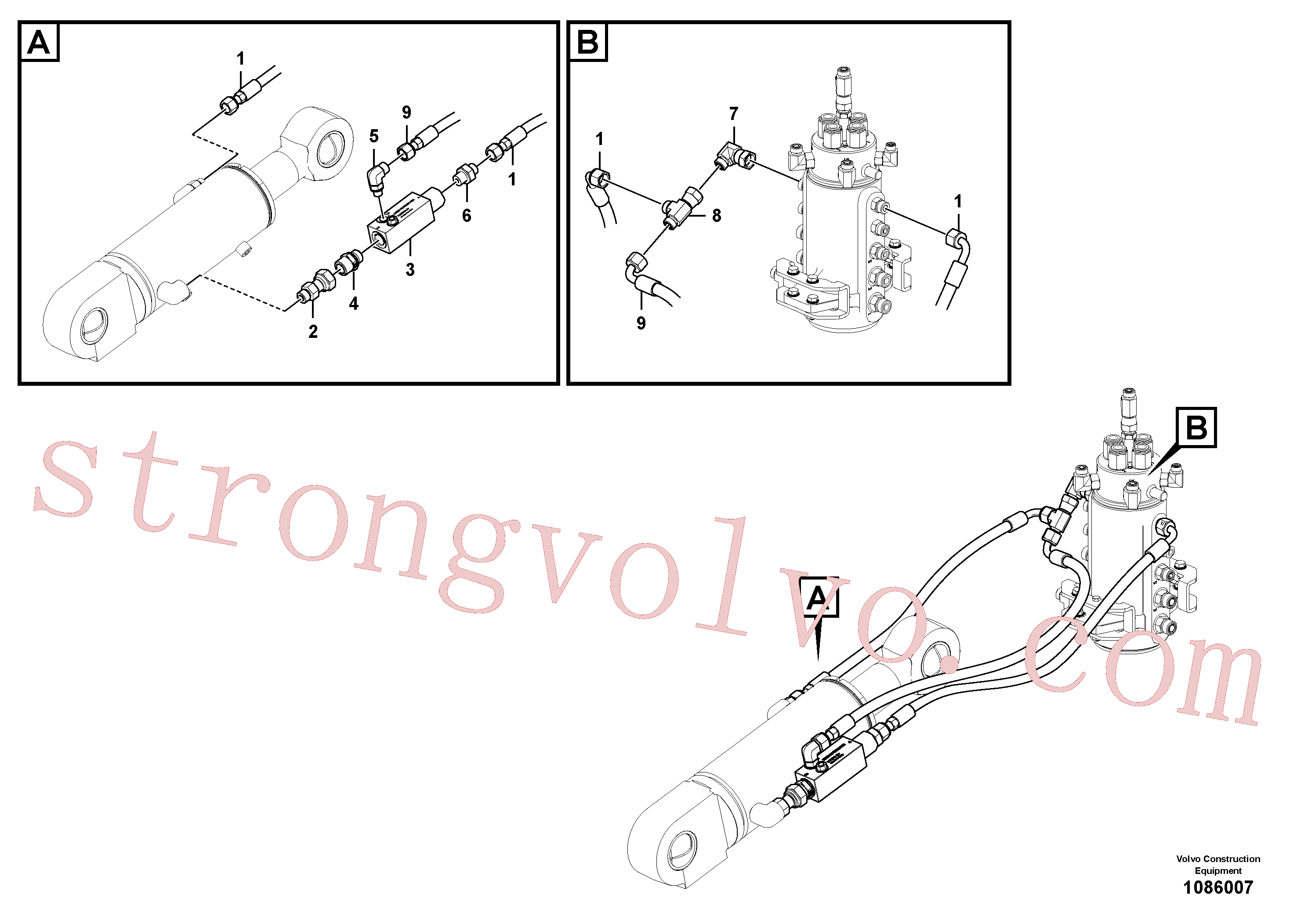 VOE13933913 Volvo Circuito hidráulico (estrutura inferior)(1086007 Montagem)
