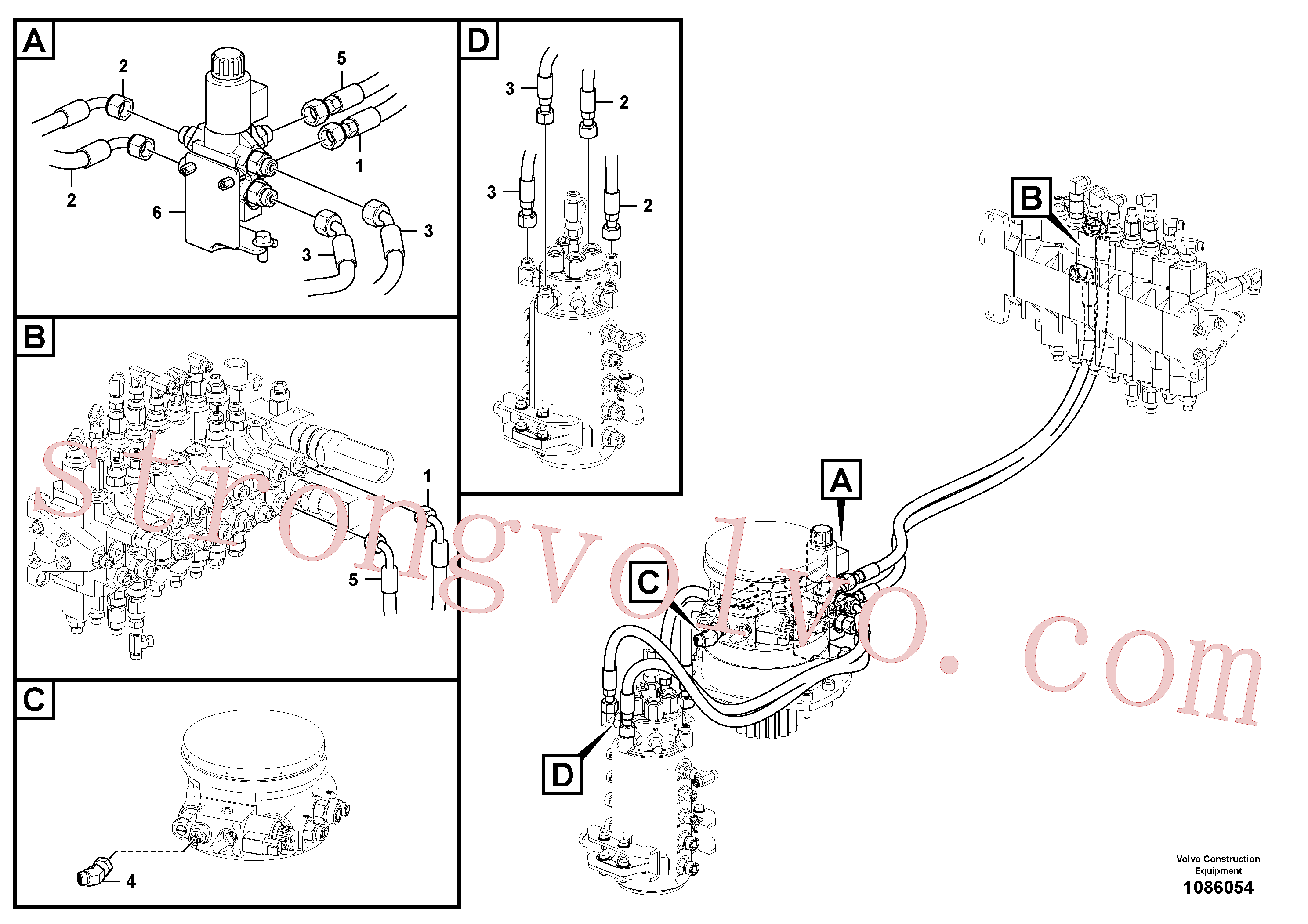 VOE936479 Volvo Circuito hidráulico (plataforma/válvula de equilíbrio/cilindro de desvio)(1086054 Montagem)