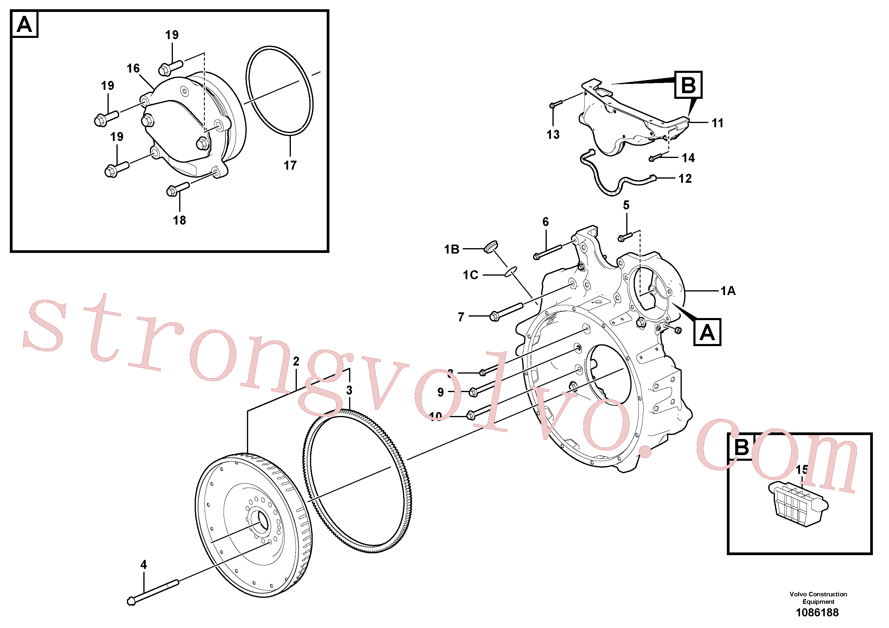 VOE976068 Volvo Alojamento do volante do motor(1086188 Montagem)