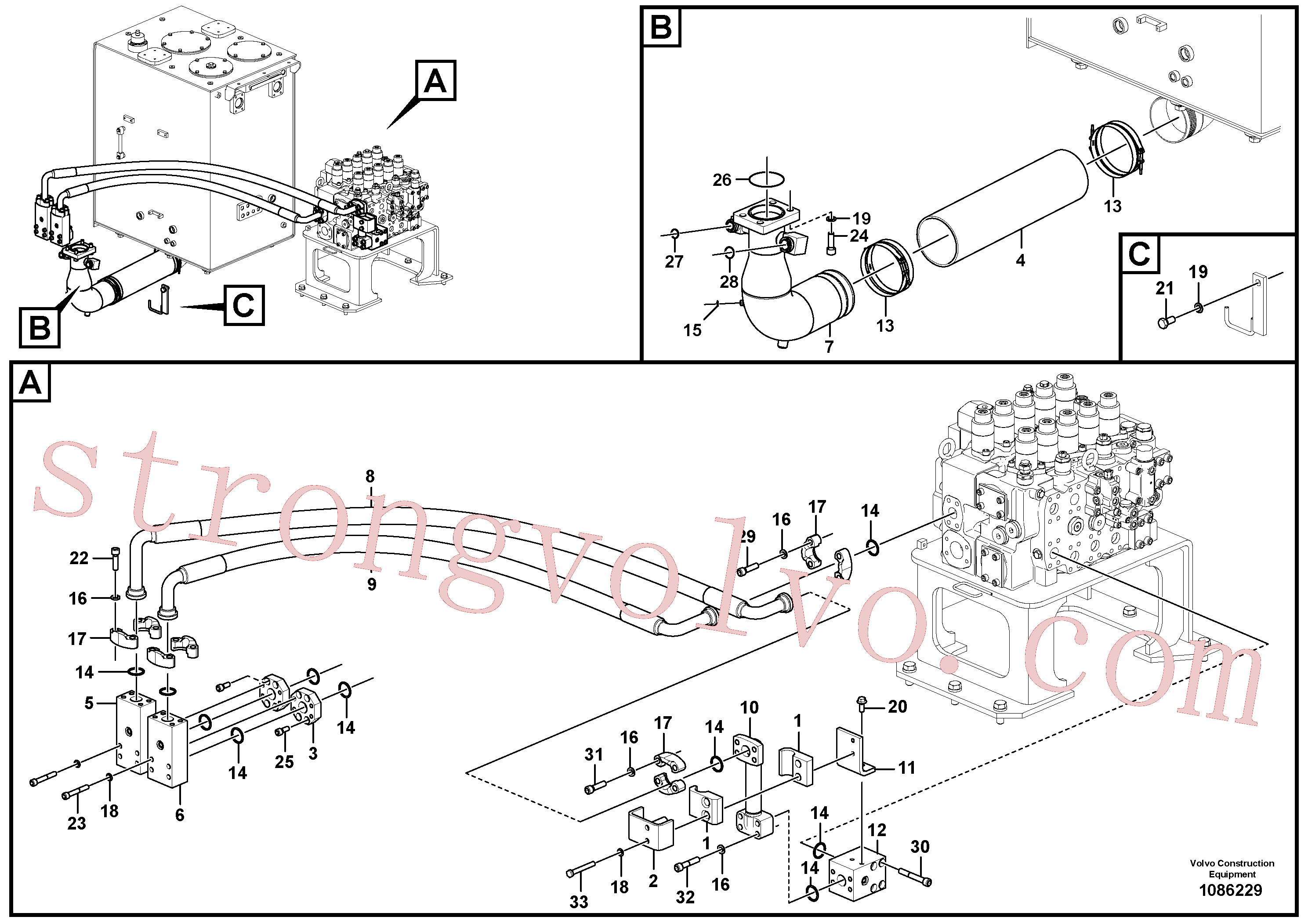 VOE981607 Volvo Sistema hidráulico, tanque hidráulico para a bomba hidráulica(1086229 Montagem)
