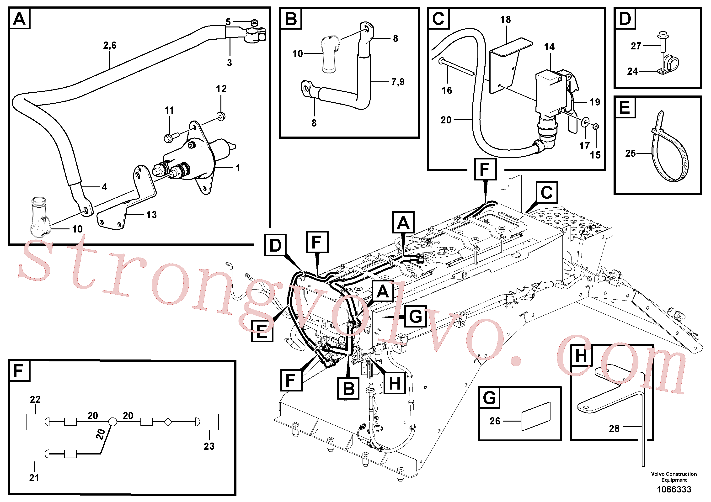VOE969523 Volvo Cabos, bateria(1086333 Montagem)
