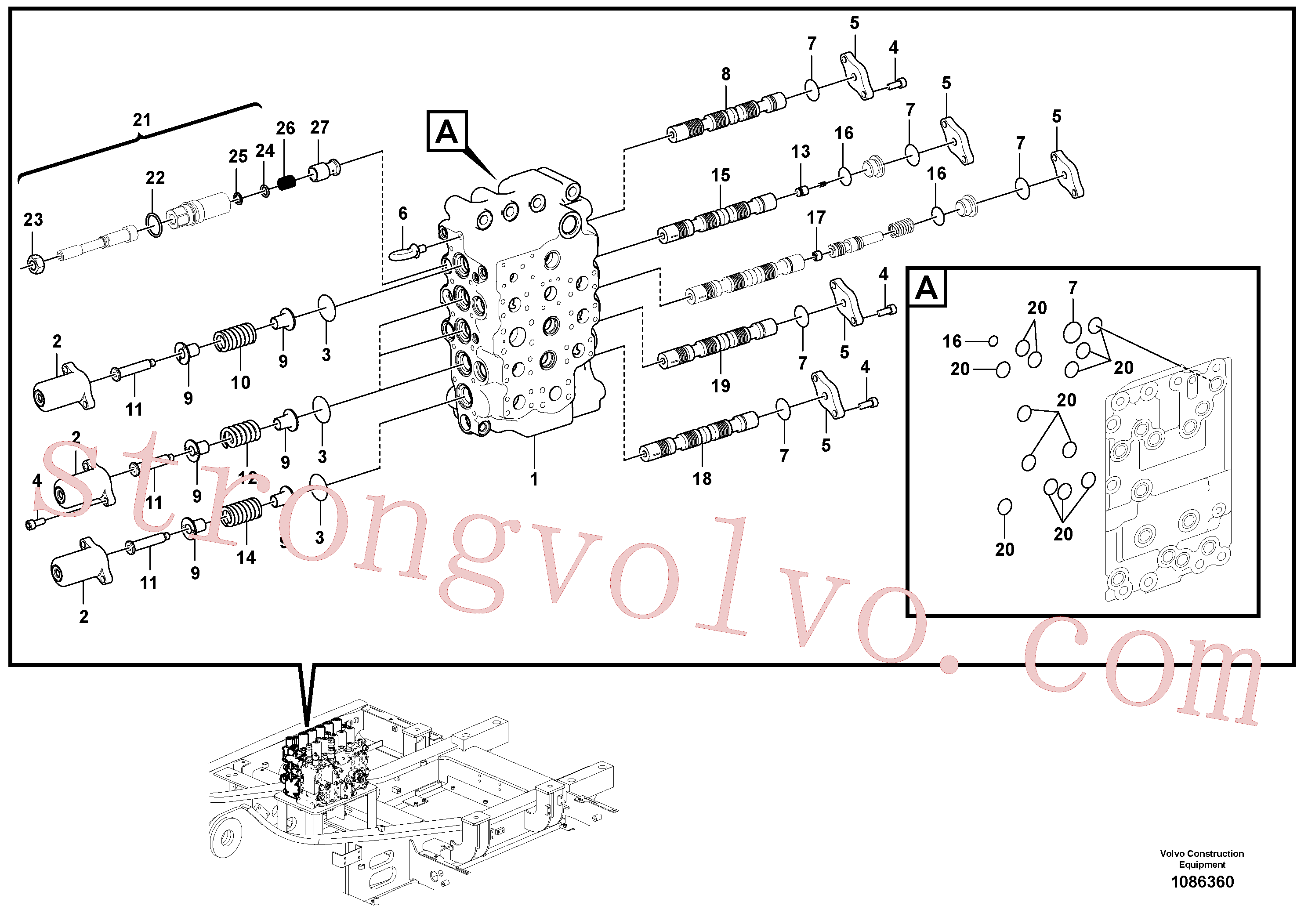 VOE993198 Volvo Válvula mestra de comando(1086360 Montagem)