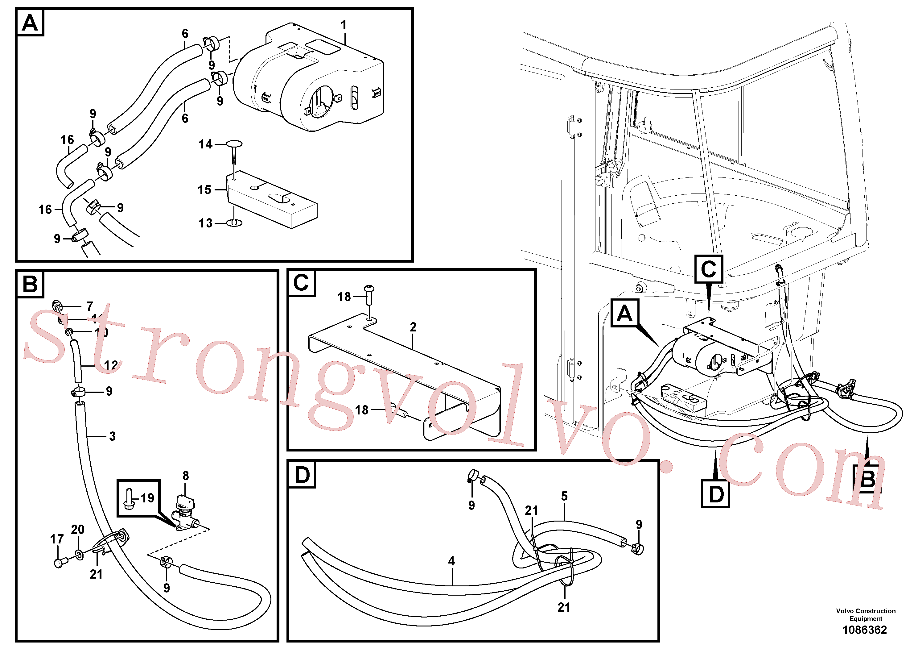 VOE993426 Volvo Instalação do aquecimento da cabina(1086362 Montagem)