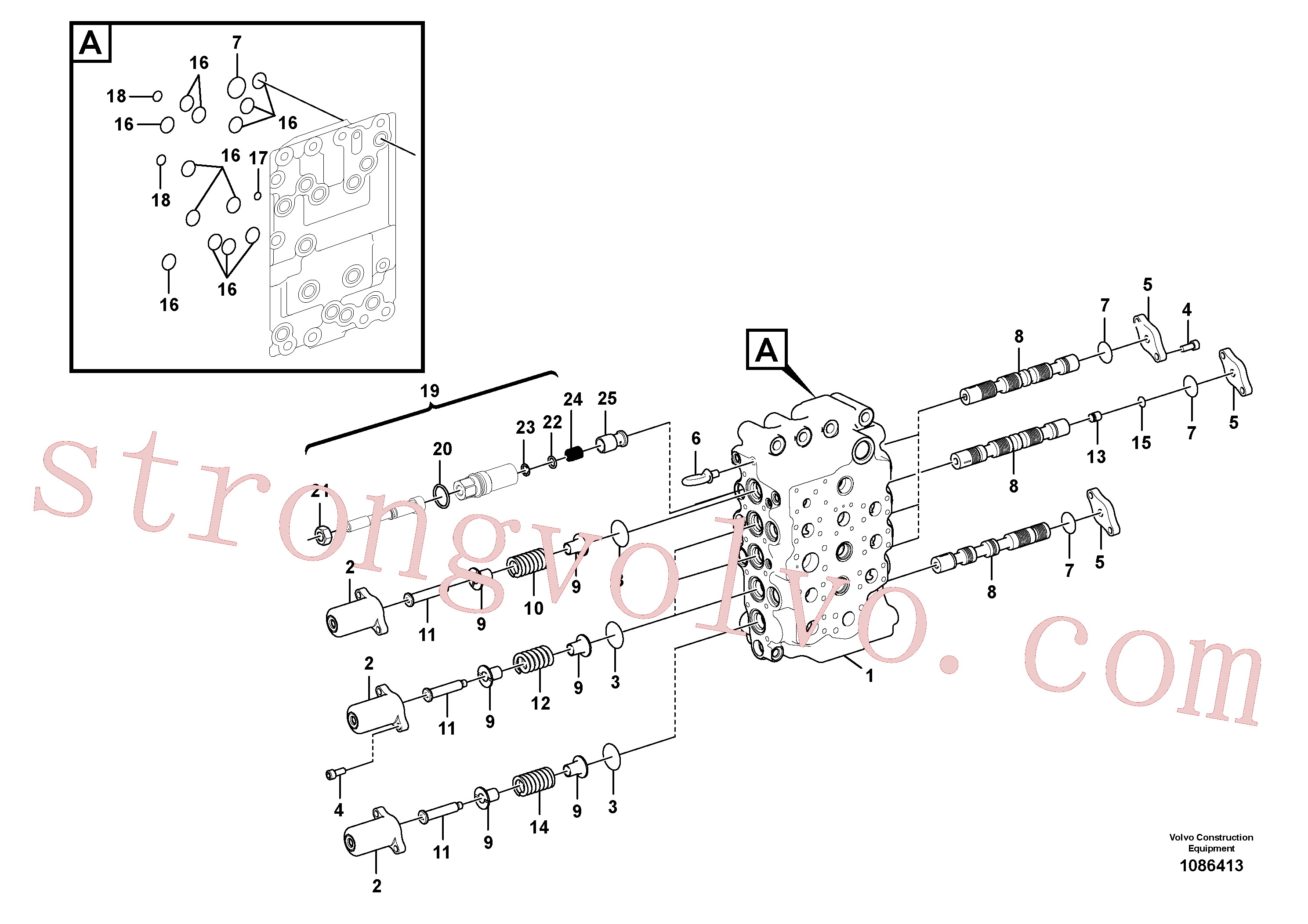 VOE14514228 Volvo Válvula mestra de comando(1086413 Montagem)