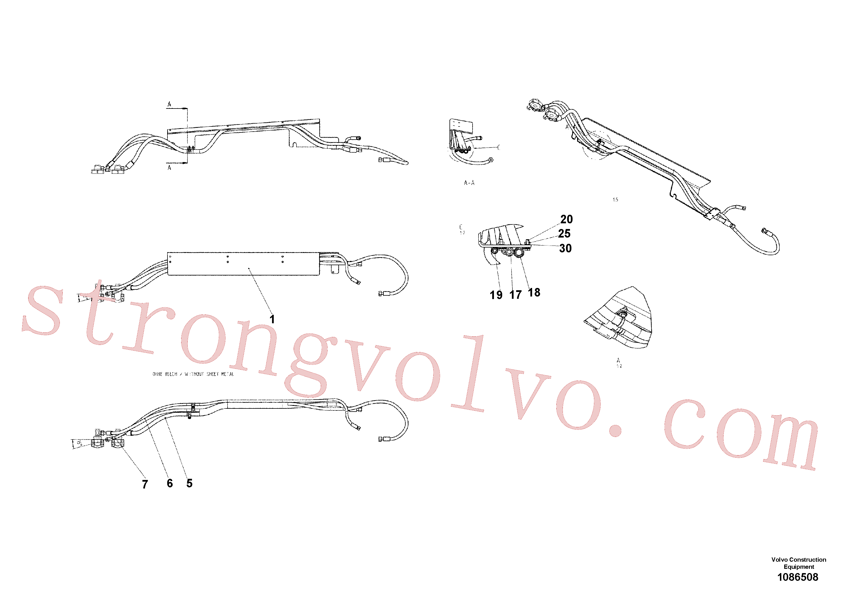 RM96712781 Volvo Mangueiras, lado esquerdo(1086508 Montagem)