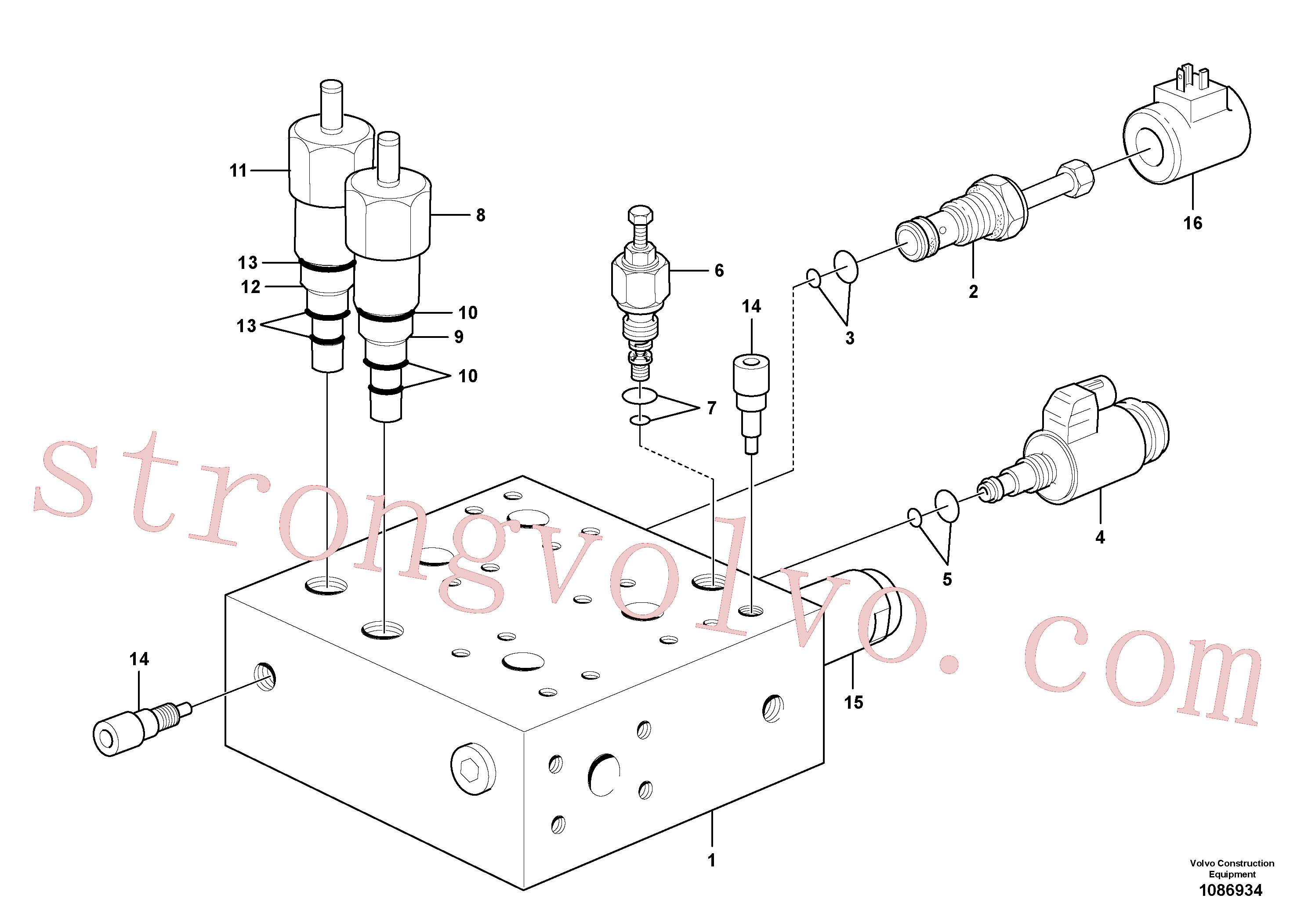 VOE11709861 Volvo Corpo da válvula: bloco central(1086934 Montagem)