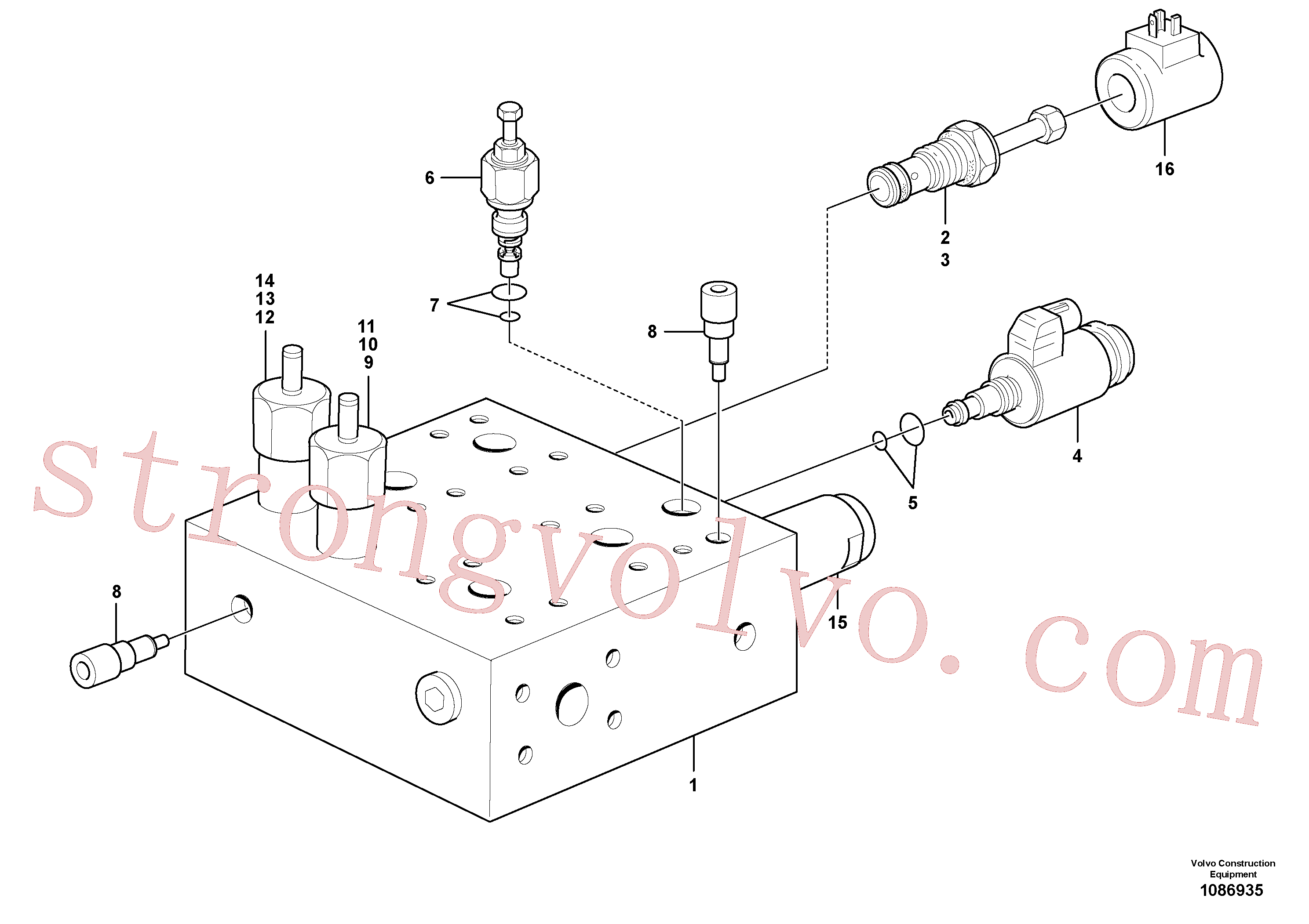 VOE11709861 Volvo Corpo da válvula: bloco central(1086935 Montagem)