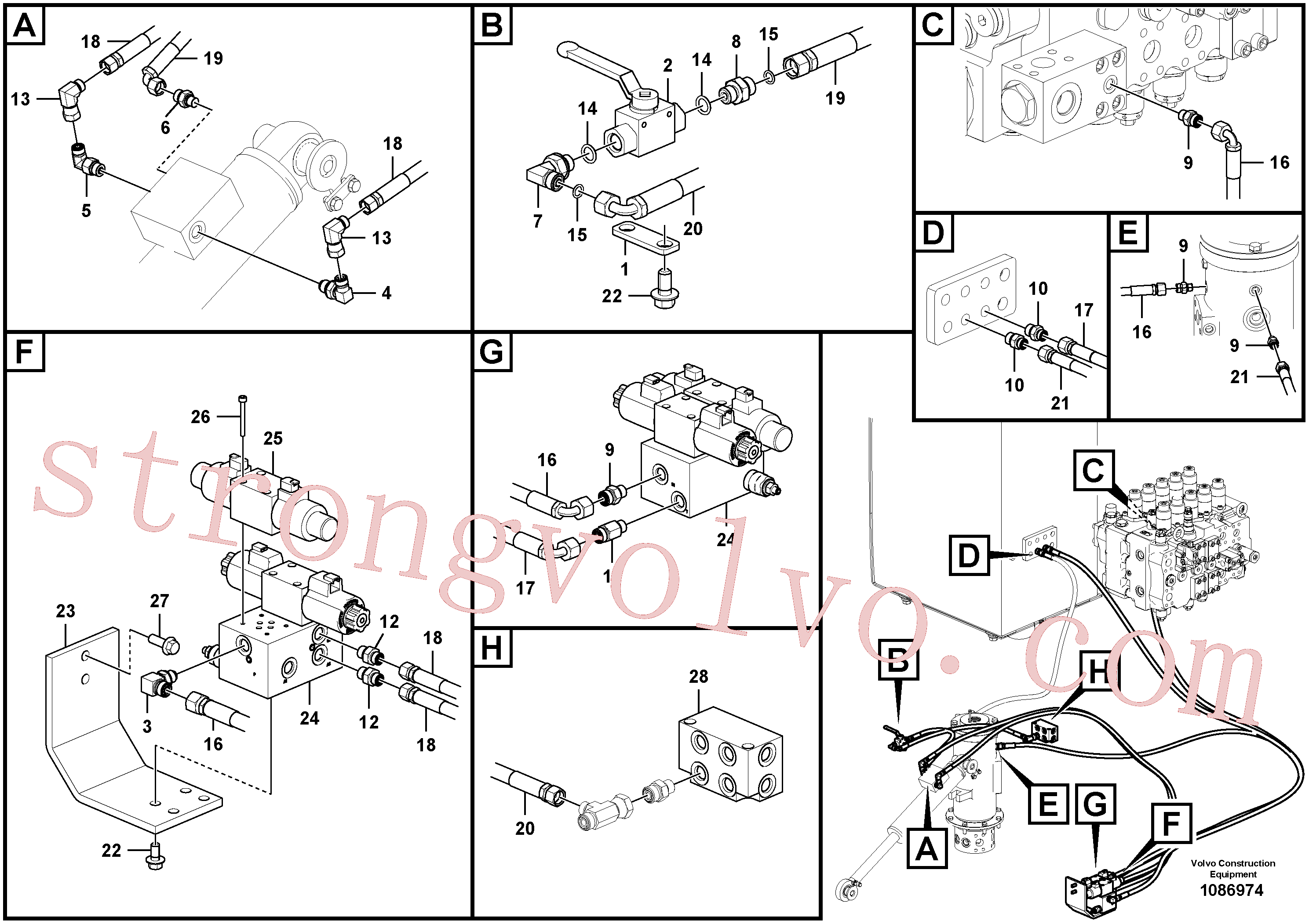 VOE14719693 Volvo Sistema servomotor, válvula de comando para válvula solenóide(1086974 Montagem)