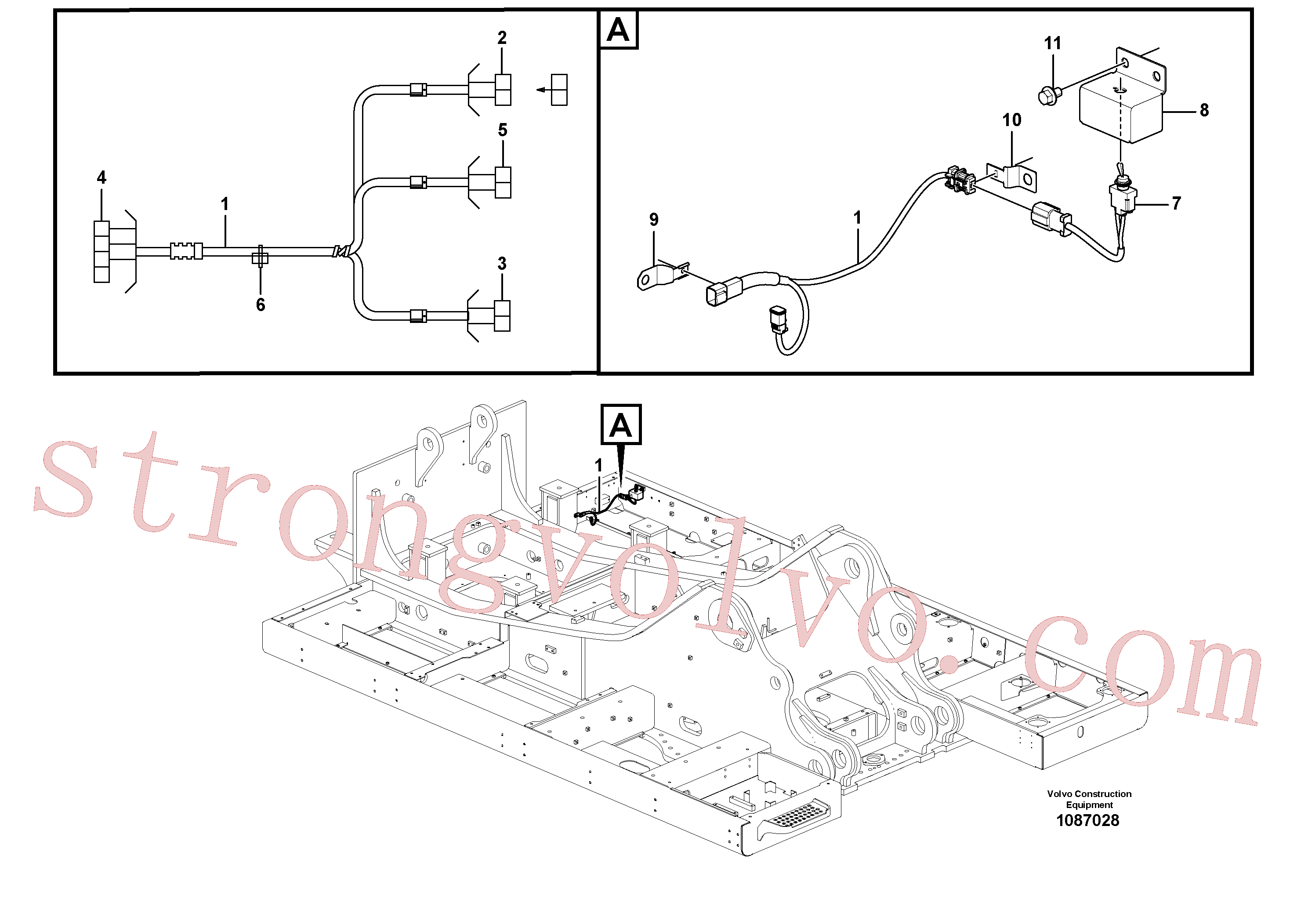 VOE14569605 Volvo Cabo e cablagem, remoção do contrapeso(1087028 Montagem)