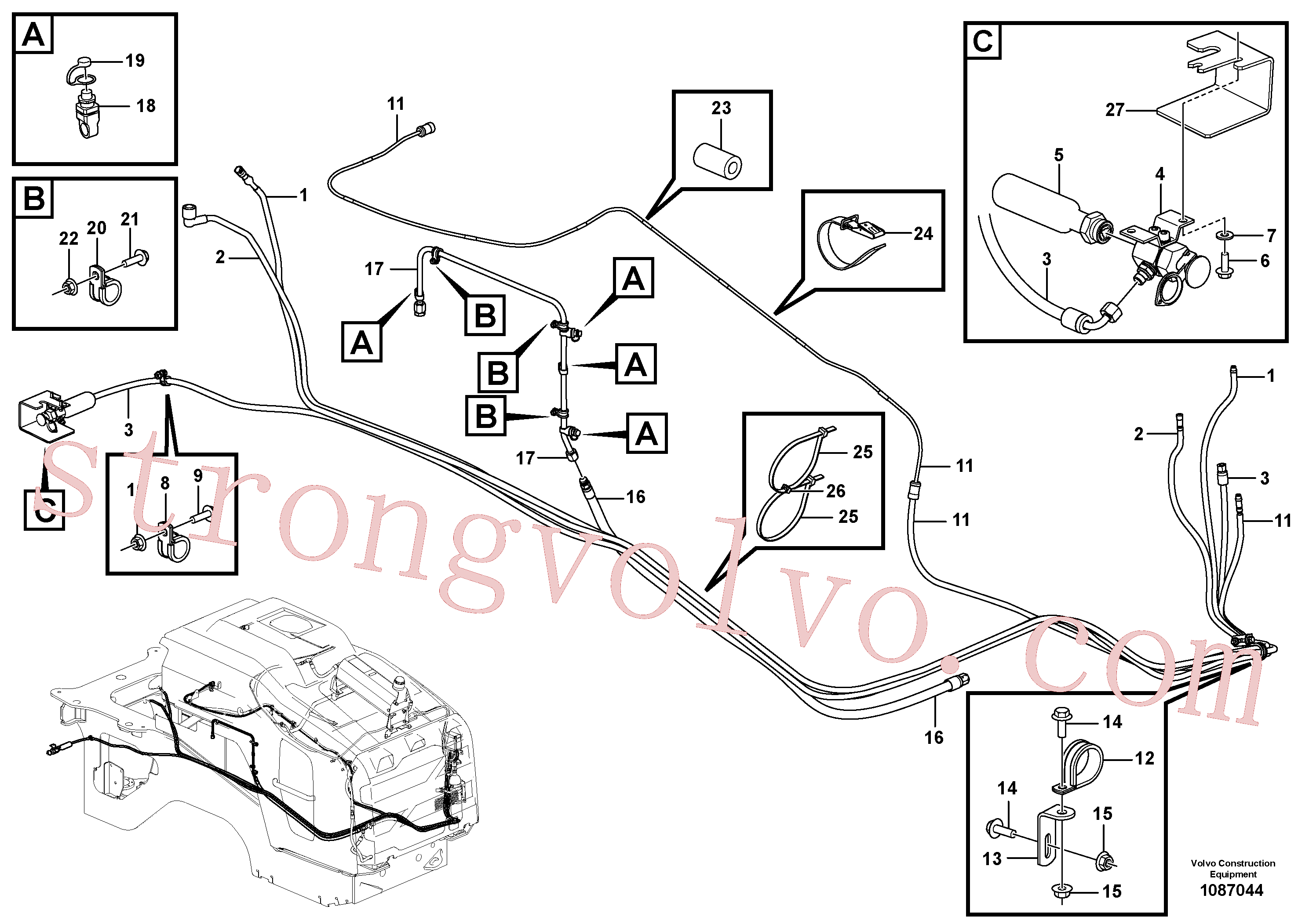 VOE15153432 Volvo Sistema de extinção(1087044 Montagem)