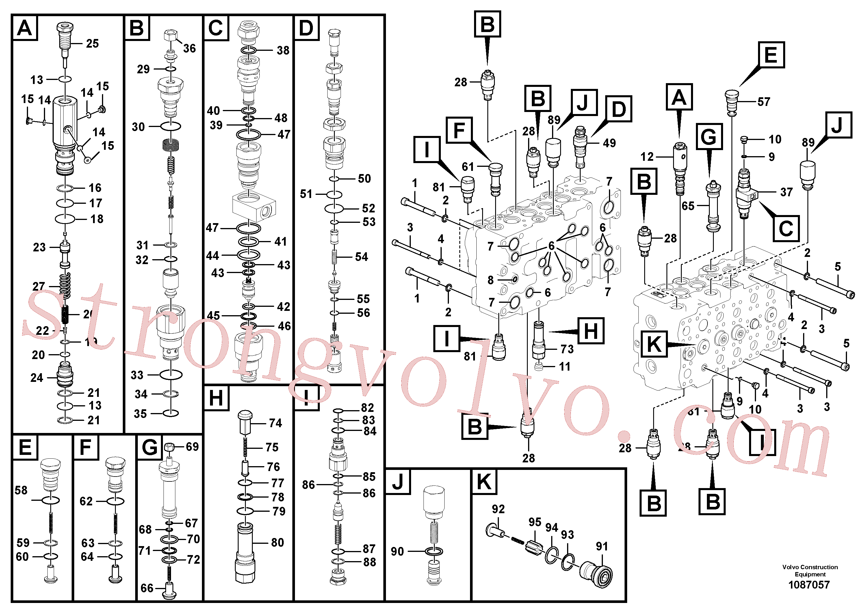 VOE997914 Volvo Válvula mestra de comando(1087057 Montagem)