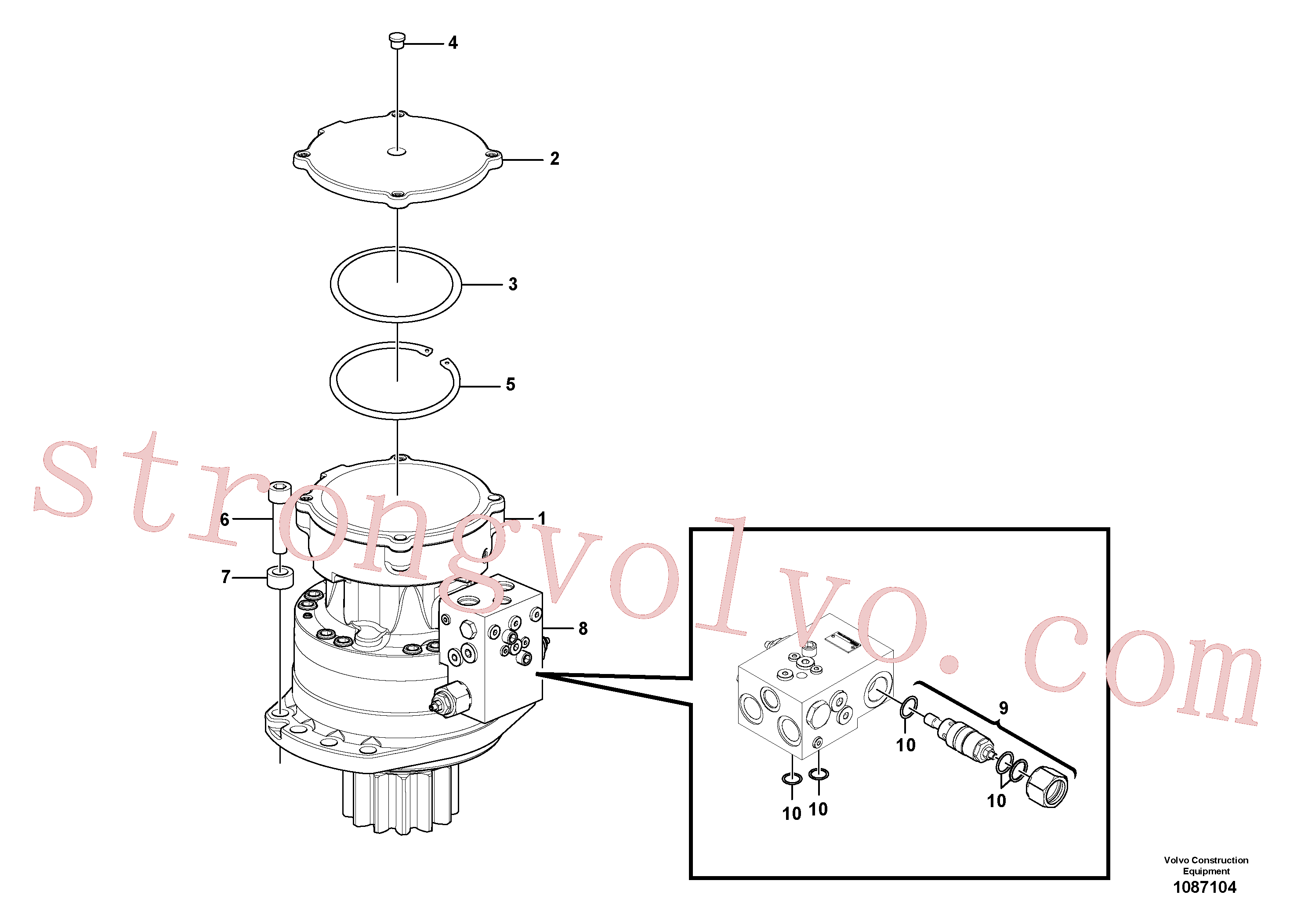 VOE14049059 Volvo Motor de rotação(1087104 Montagem)