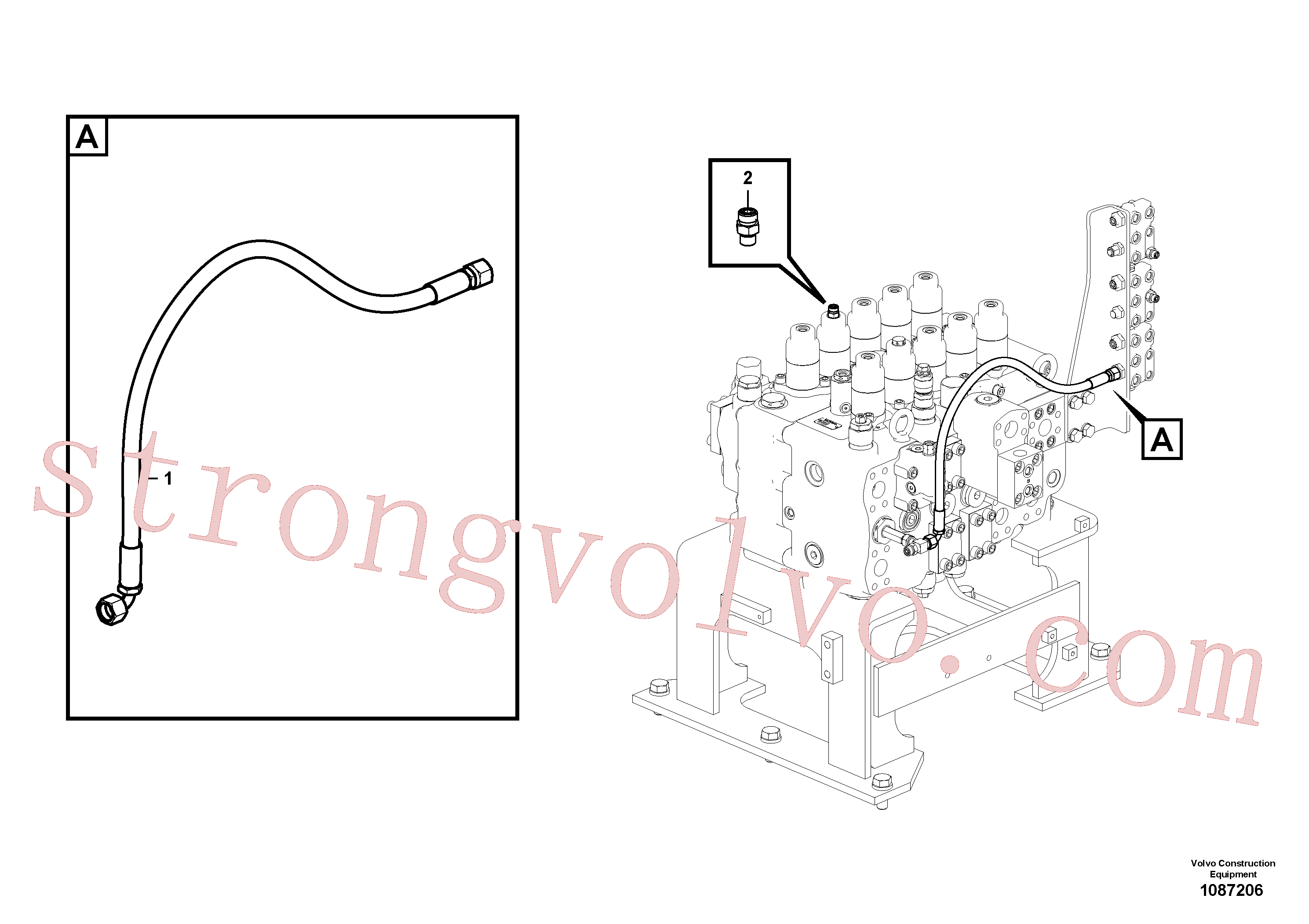 VOE936784 Volvo Sistema servomotor, tubagem da válvula de comando(1087206 Montagem)