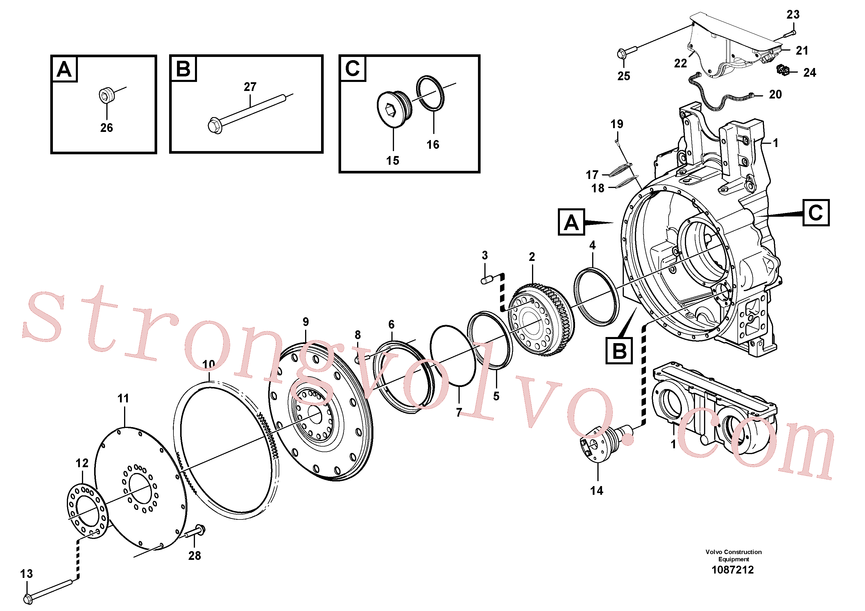 VOE1543896 Volvo Volante de inércia(1087212 Montagem)