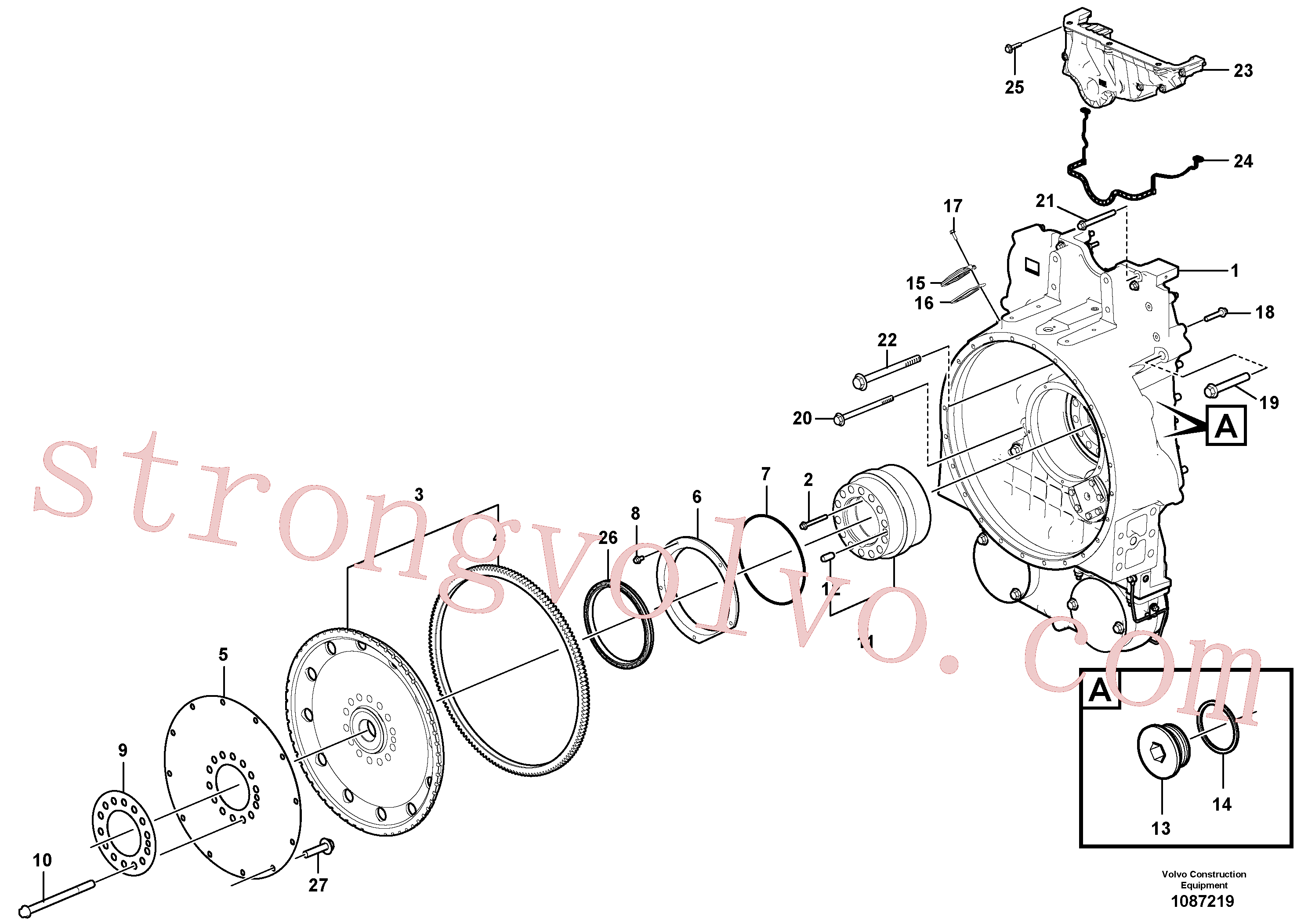 VOE4772168 Volvo Alojamento do volante do motor(1087219 Montagem)