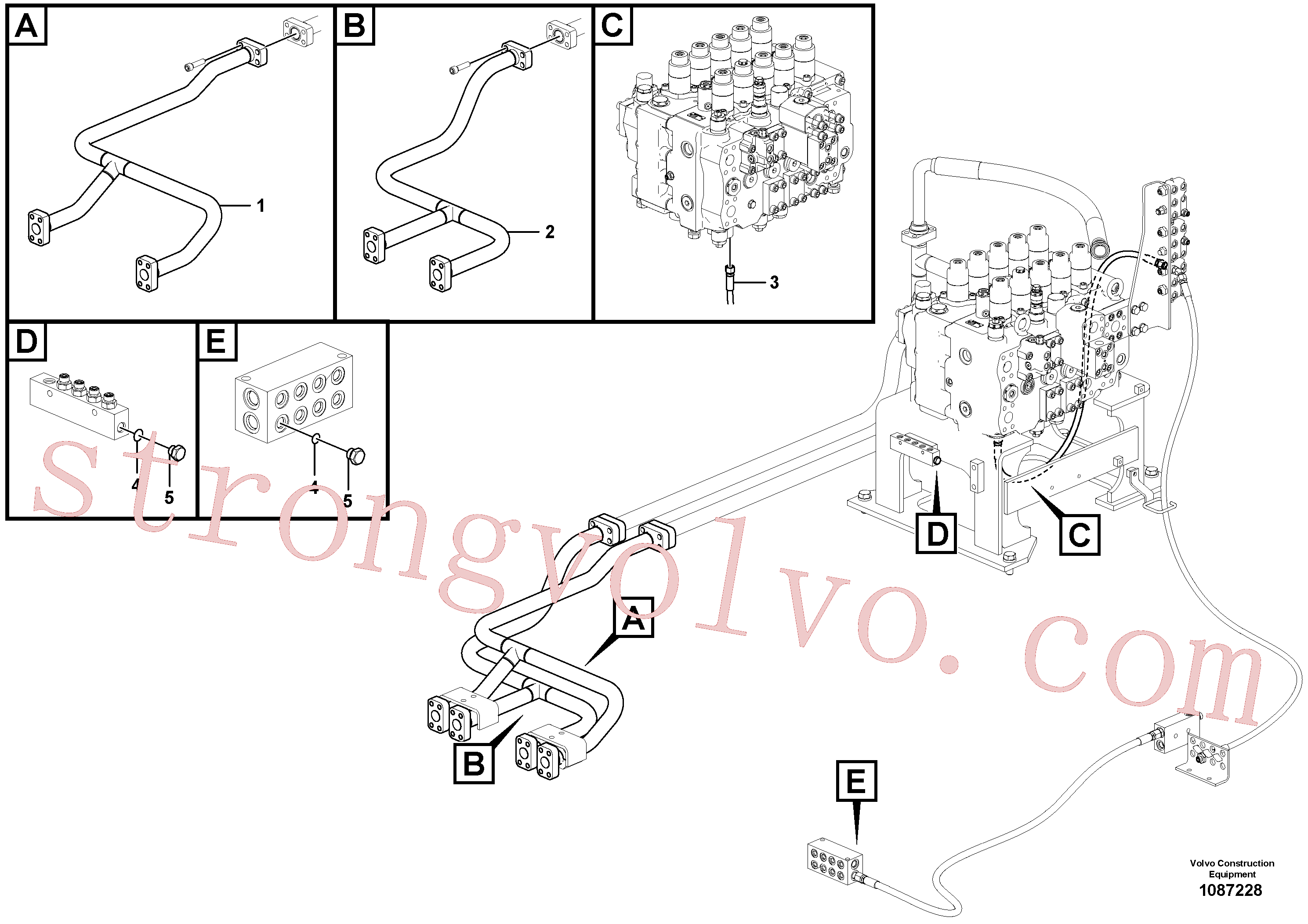VOE14543160 Volvo Sistema hidráulico, válvula de comando da lança e articulação(1087228 Montagem)