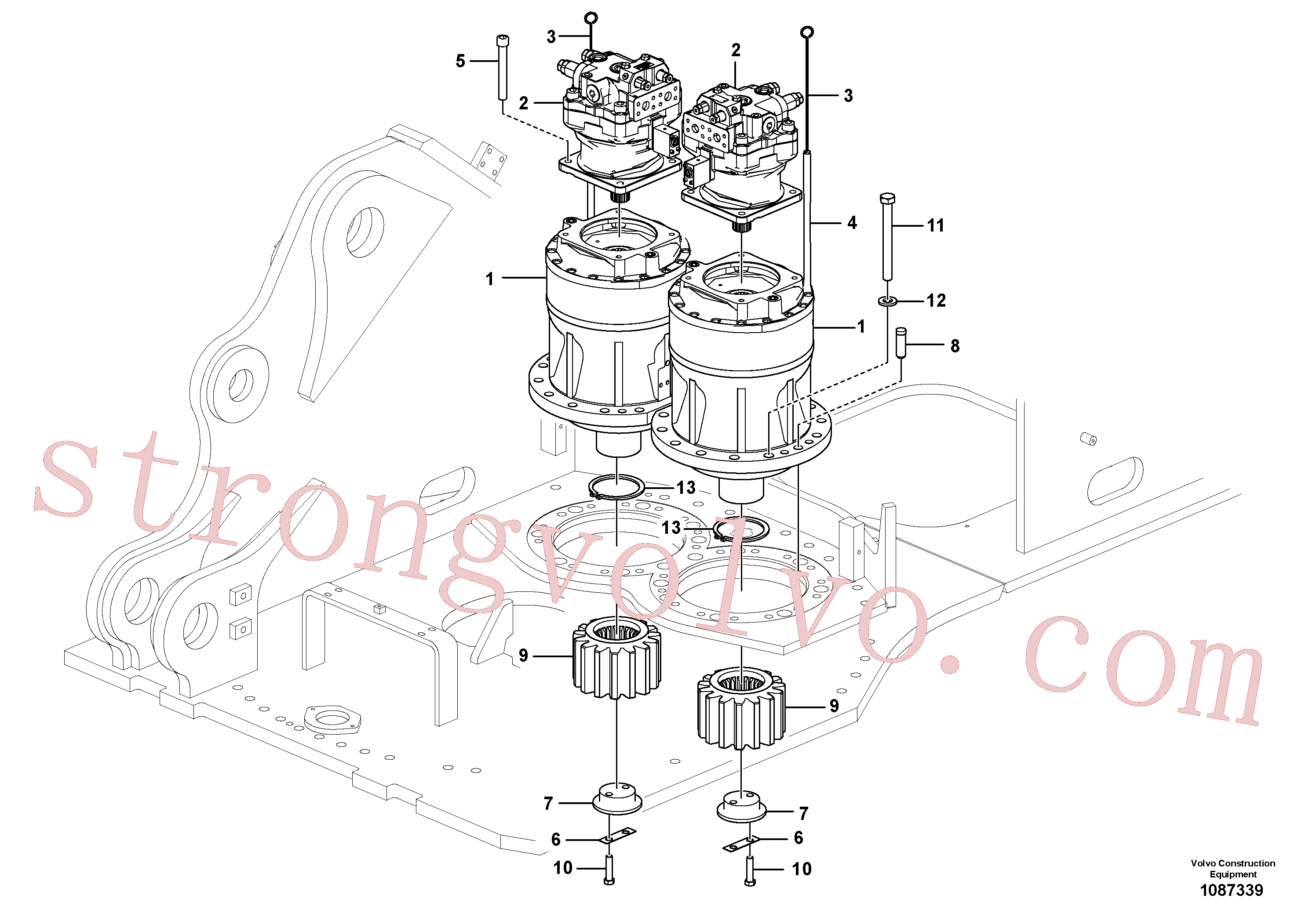 VOE14631507 Volvo Motor de rotação com peças de montagem(1087339 Montagem)