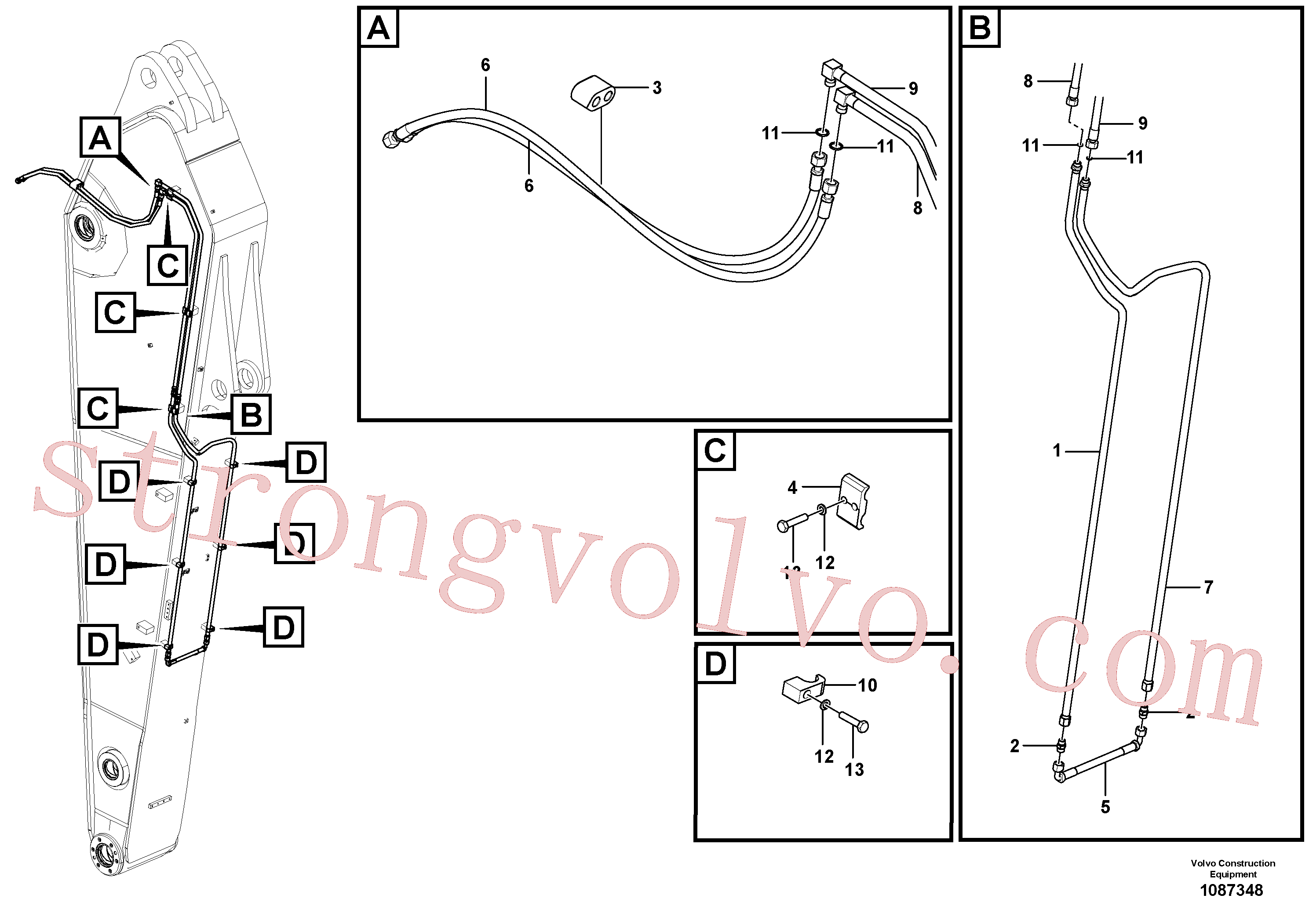 VOE14695093 Volvo Hidráulica de serviço, inclinação e rotor no braço de afundamento(1087348 Montagem)