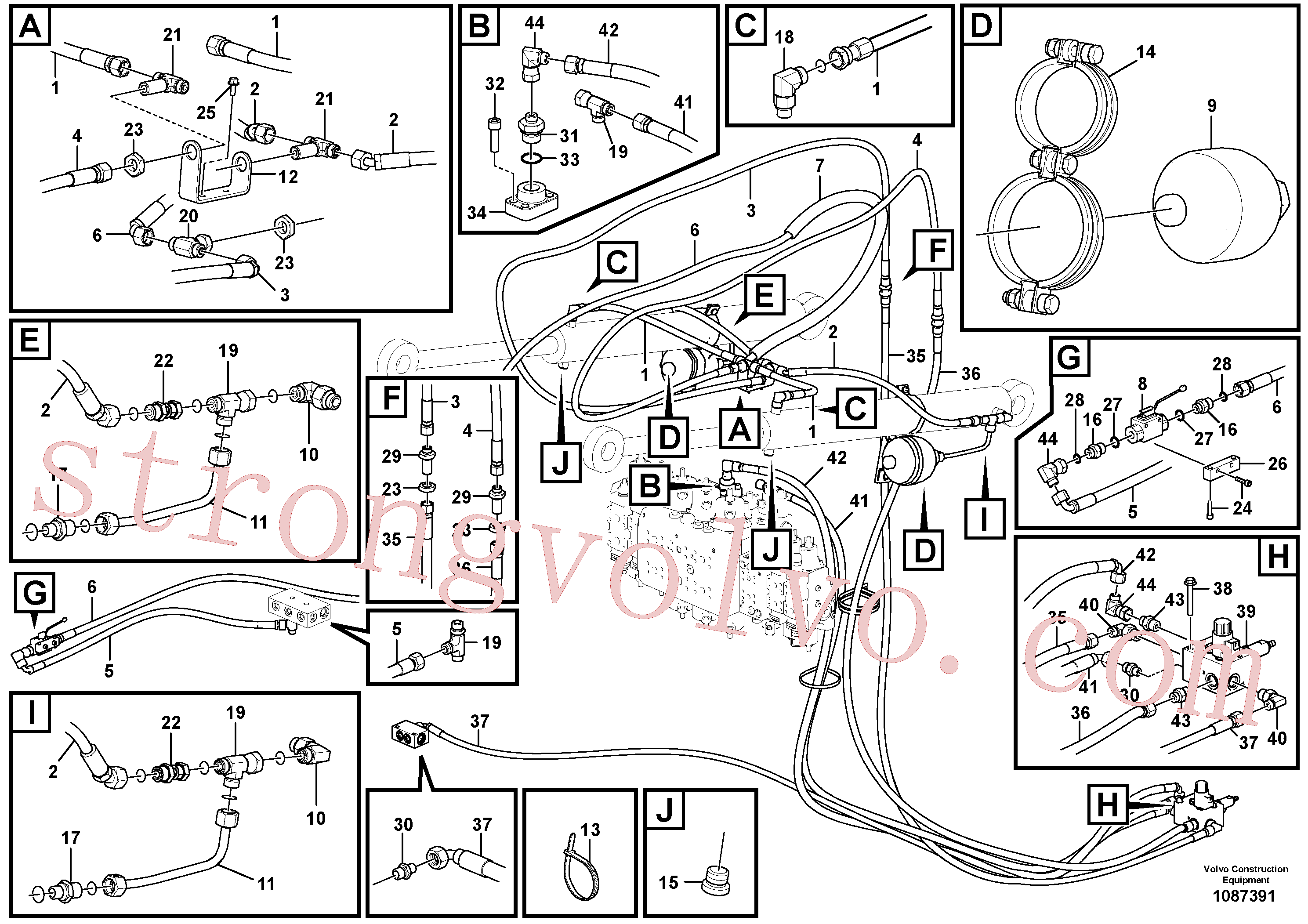 VOE14600947 Volvo Hidráulica de serviço, válvulas(1087391 Montagem)