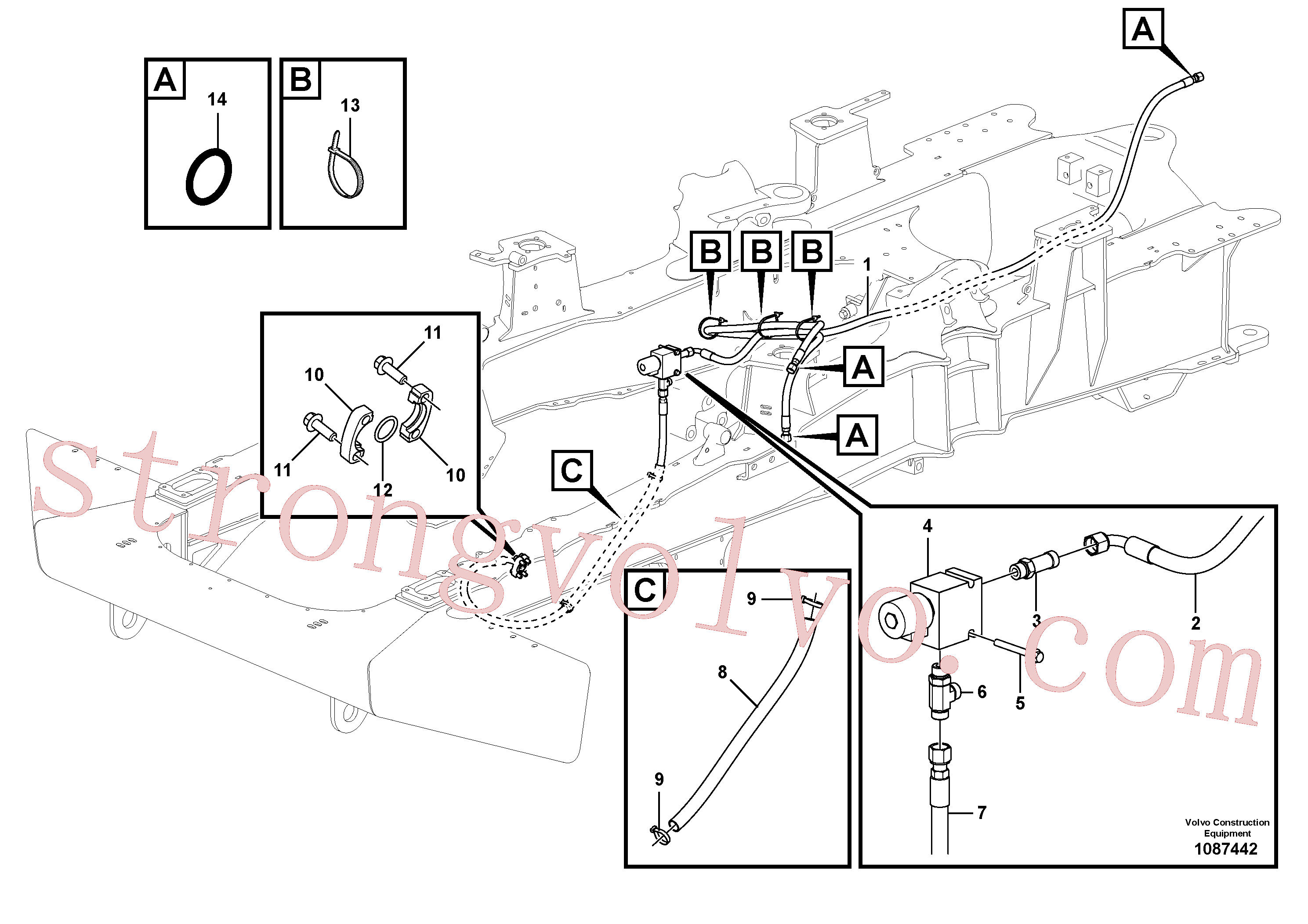 VOE938211 Volvo Mangueiras para o accionamento do ventilador(1087442 Montagem)