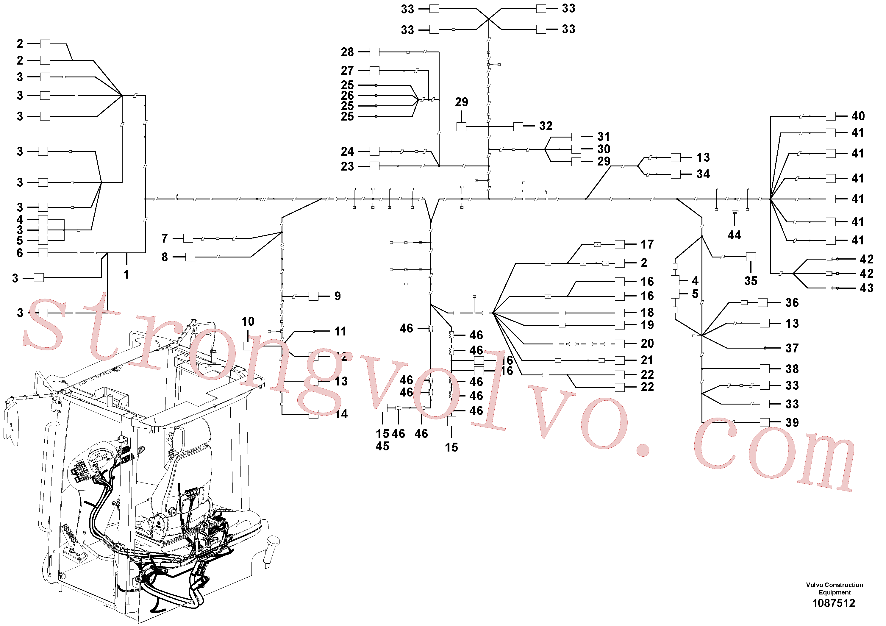 PJ5080146 Volvo Cablagem, cabina(1087512 Montagem)