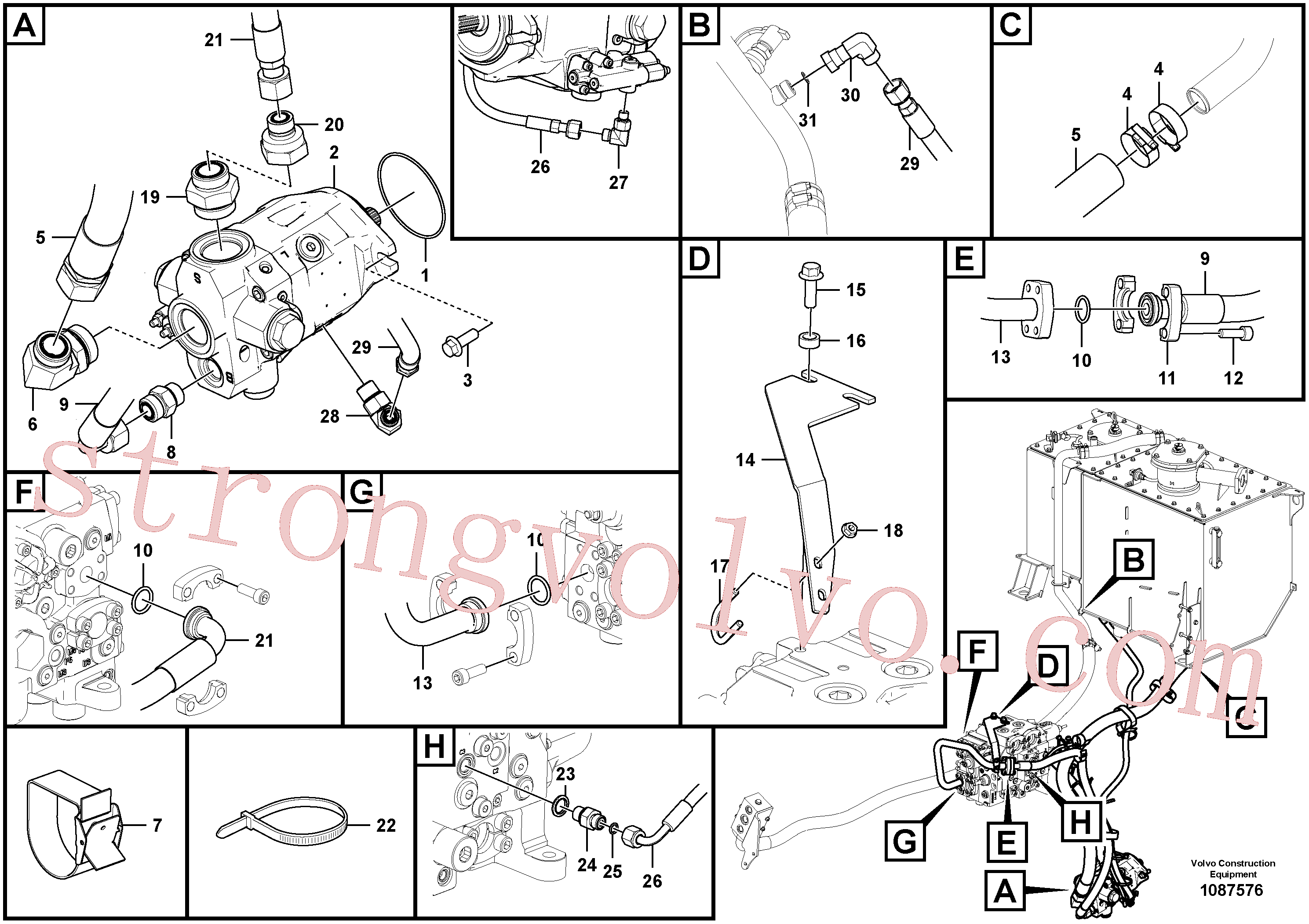 VOE938334 Volvo Sistema da direcção auxiliar(1087576 Montagem)