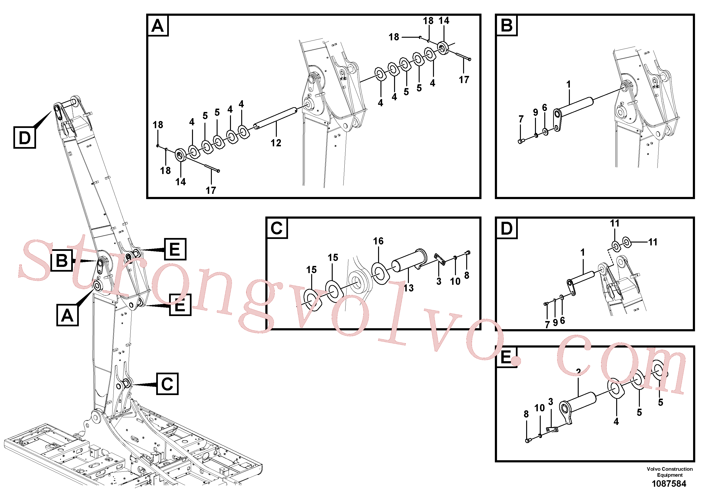 VOE14616572 Volvo Tirantes para a lança ajustável(1087584 Montagem)