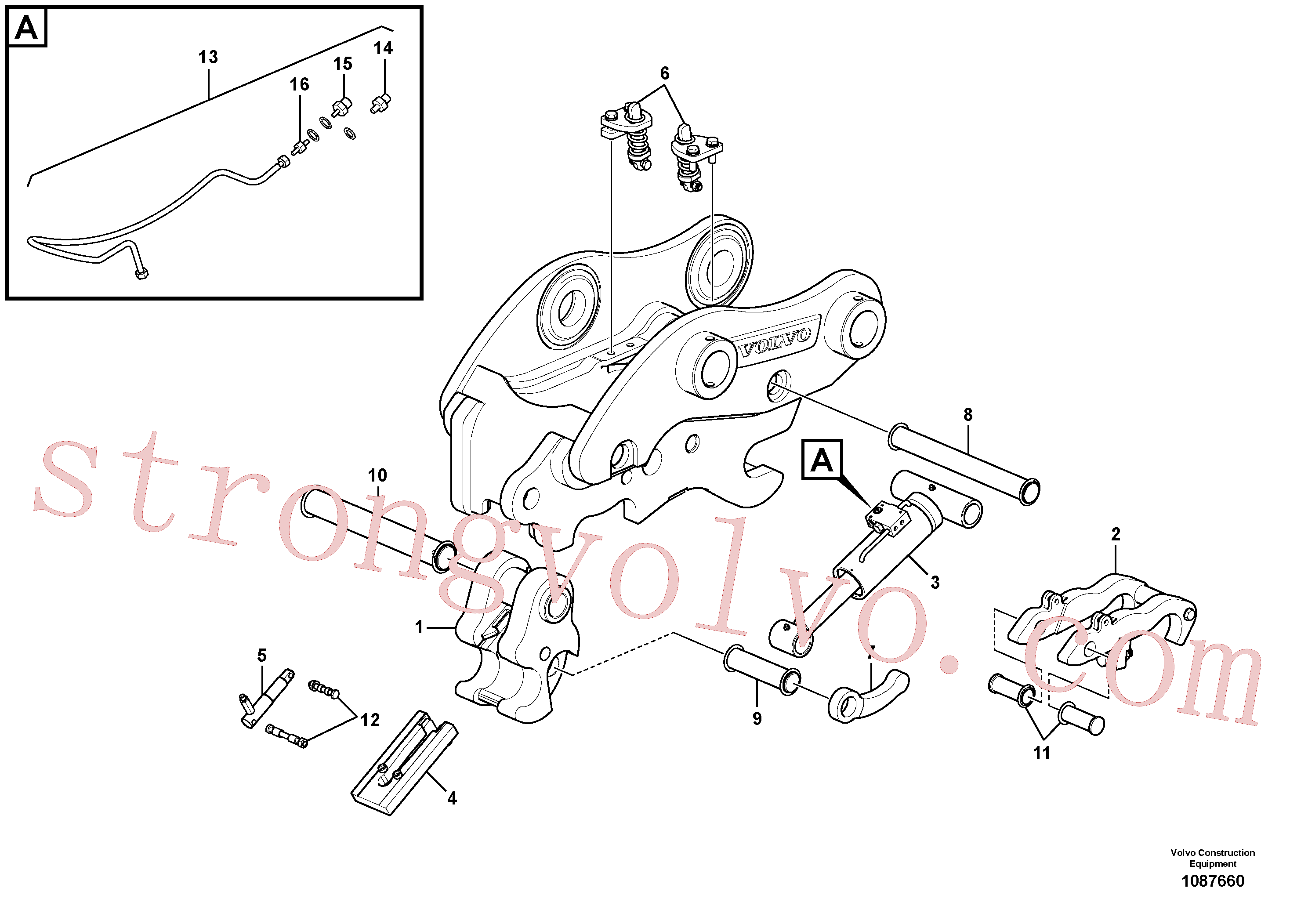 VOE14687252 Volvo Suporte de acoplamento, QuickFit(1087660 Montagem)