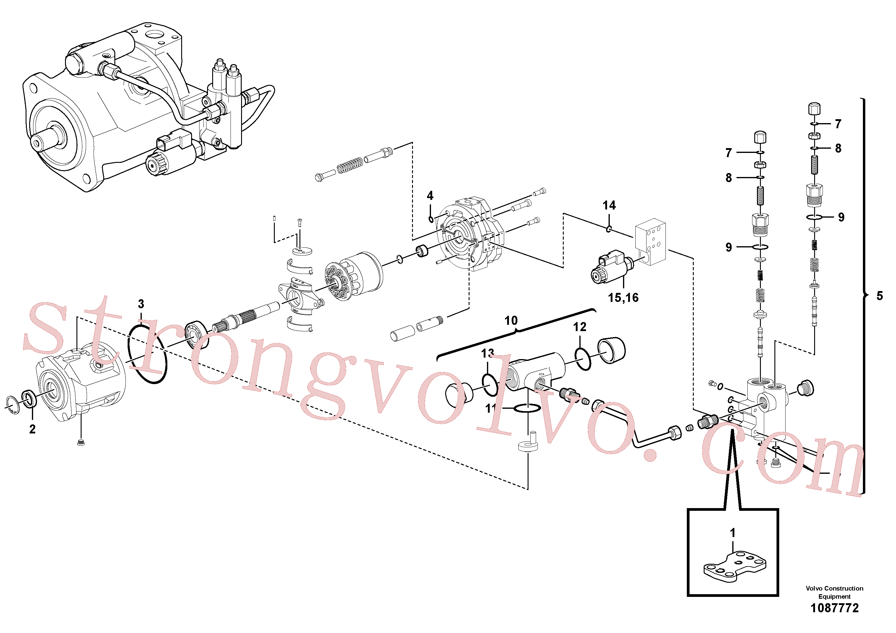 VOE15001009 Volvo Bomba hidráulica(1087772 Montagem)