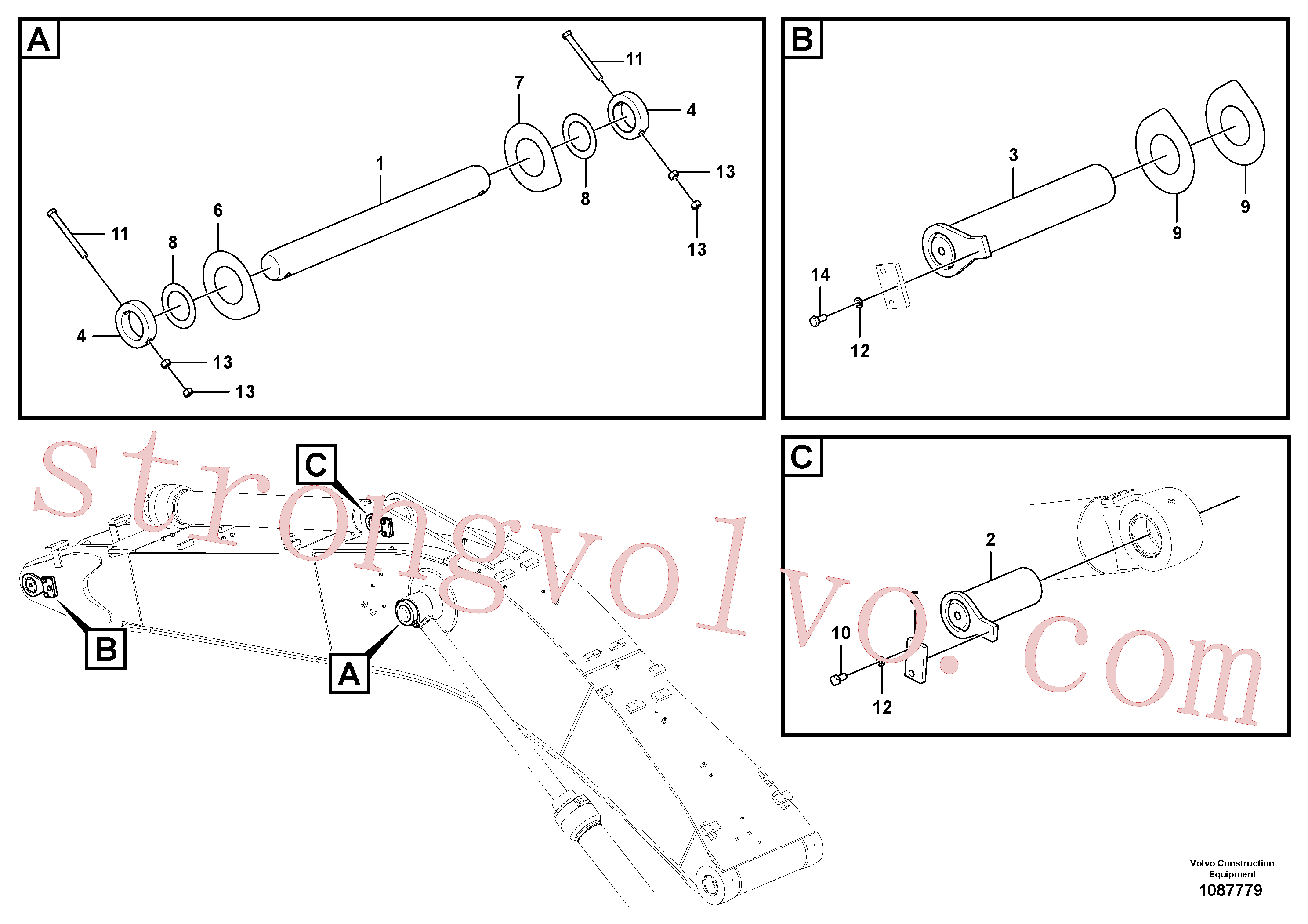 VOE14522683 Volvo Tirantes para a lança(1087779 Montagem)